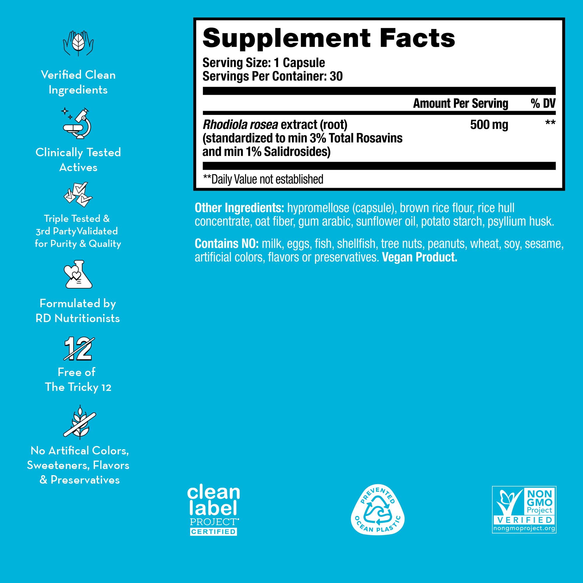 HUM Big Chill Rhodiola Rosea vegan capsules with bottle