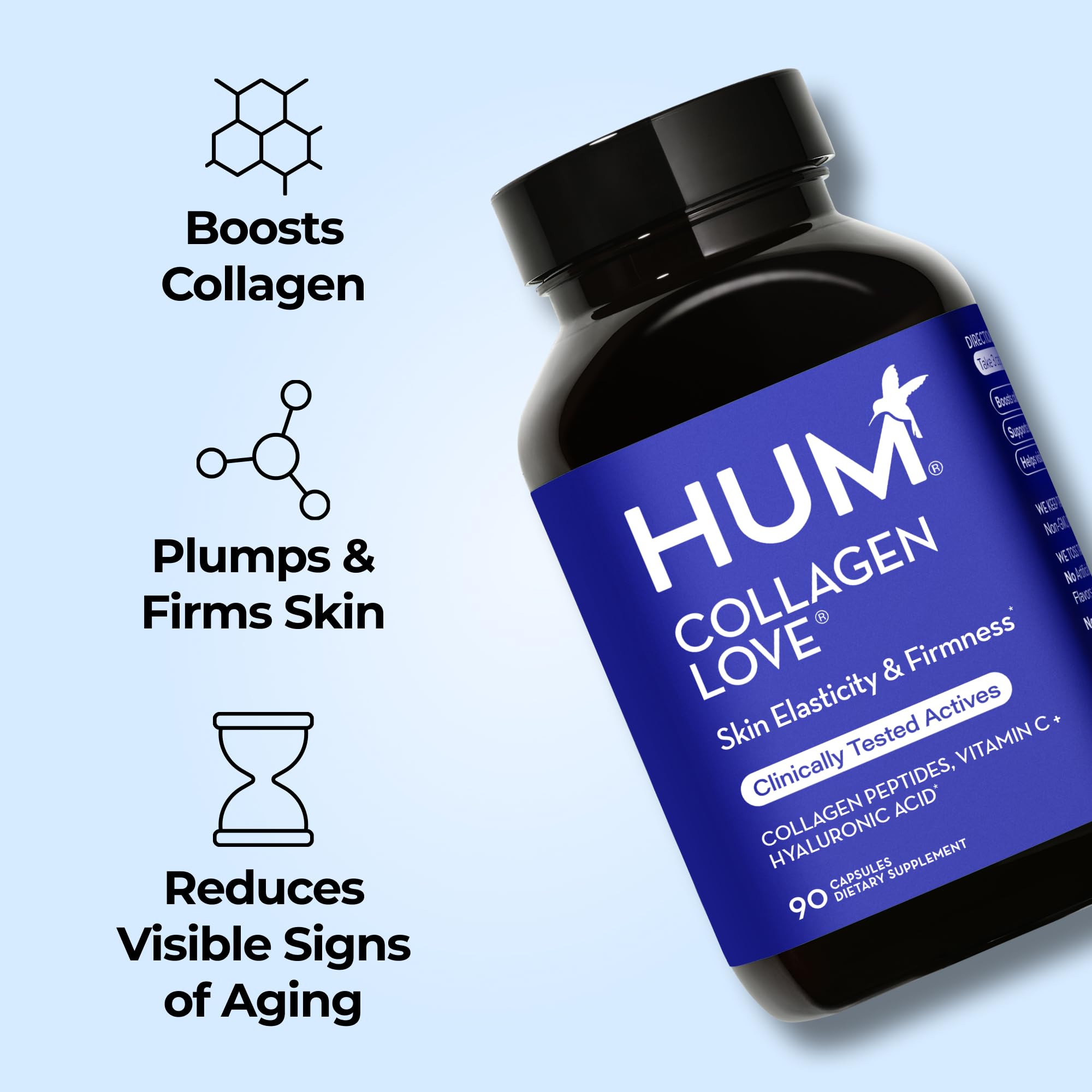 HUM Collagen Love Skin Supplement bottle with label