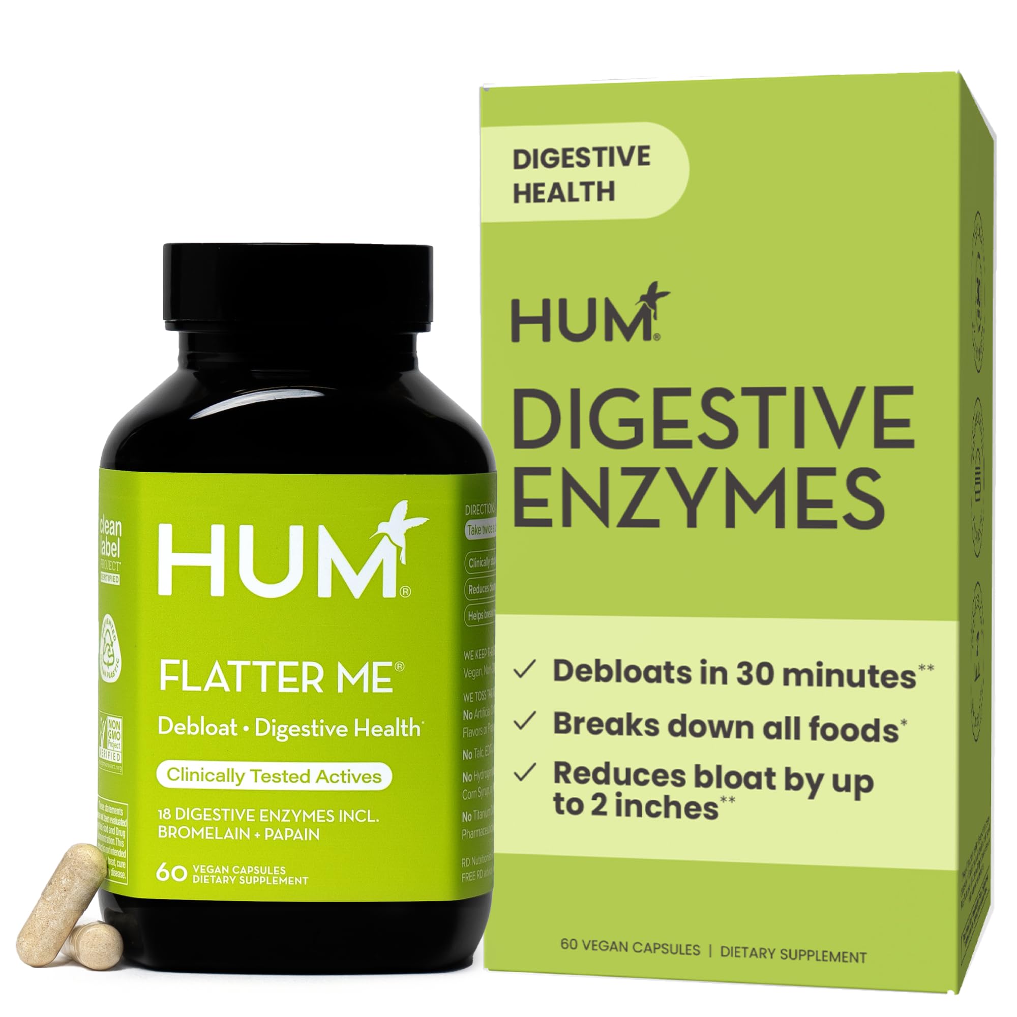 HUM Flatter Me Multi-Enzymes 30 Capsules front view