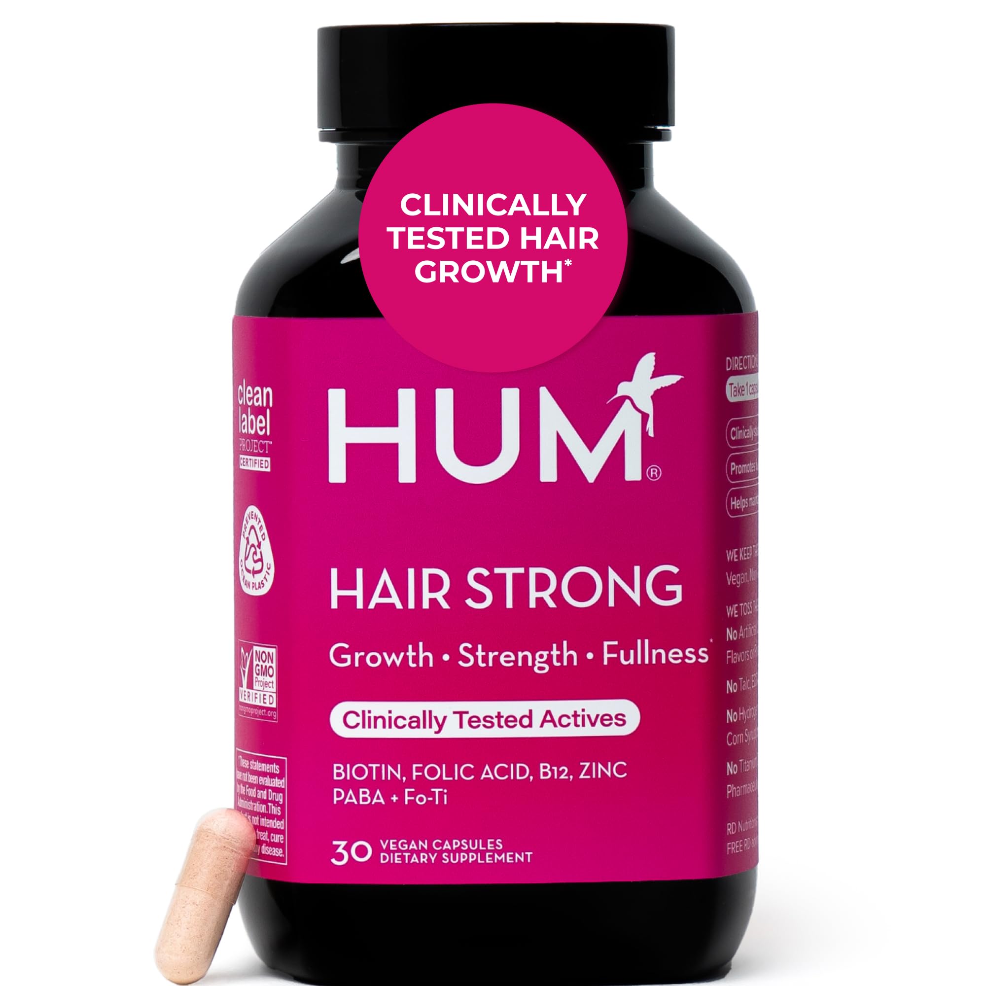 HUM Hair Supplement Capsules bottle front view