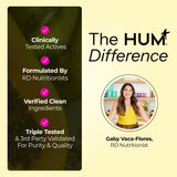 HUM Here Comes The Sun Vegan Vitamin D3 softgels with a glass of water