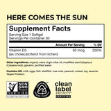 HUM Here Comes The Sun Vegan Vitamin D3 softgels with a measuring spoon