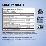 HUM Mighty Night Skin Supplement bottle on a wooden table