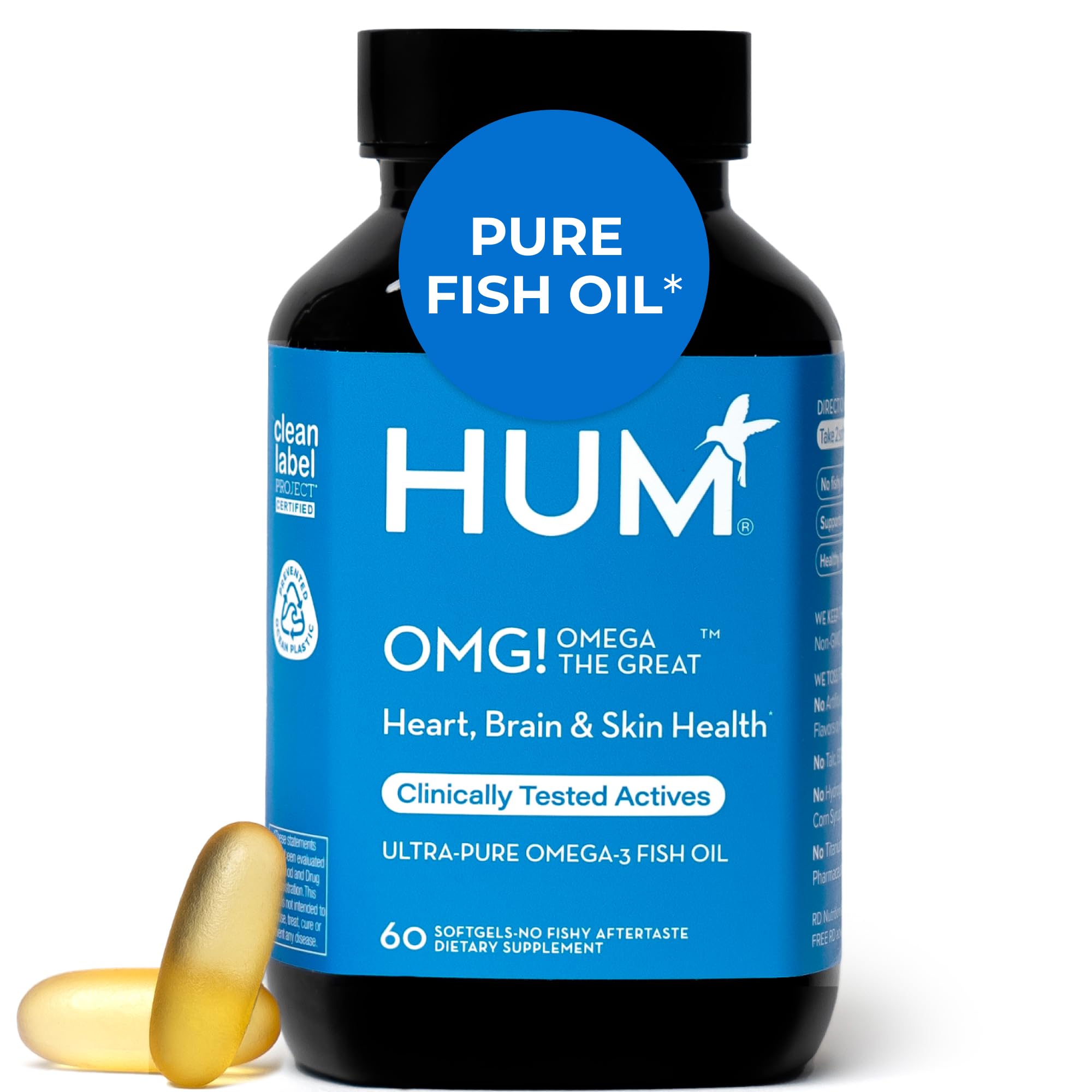 HUM OMG! Omega The Great Omega-3 Fish Oil Softgels front view