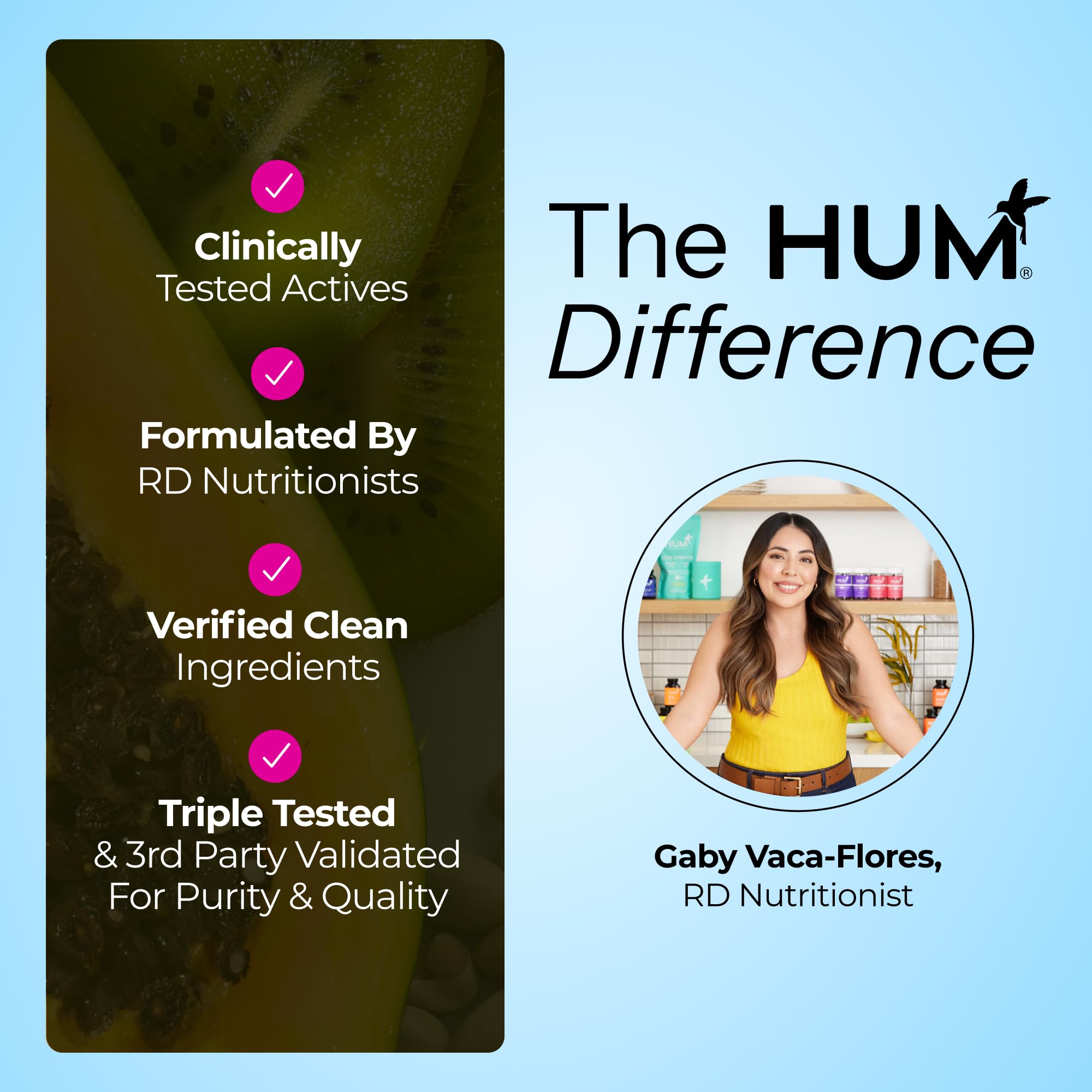 HUM OMG! Omega The Great Omega-3 Fish Oil Softgels on a wooden surface