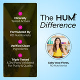 HUM OMG! Omega The Great Omega-3 Fish Oil Softgels on a wooden surface