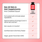 HUM Red Carpet Vitamin E & Black Currant Seed Oil Supplement with a glass of water