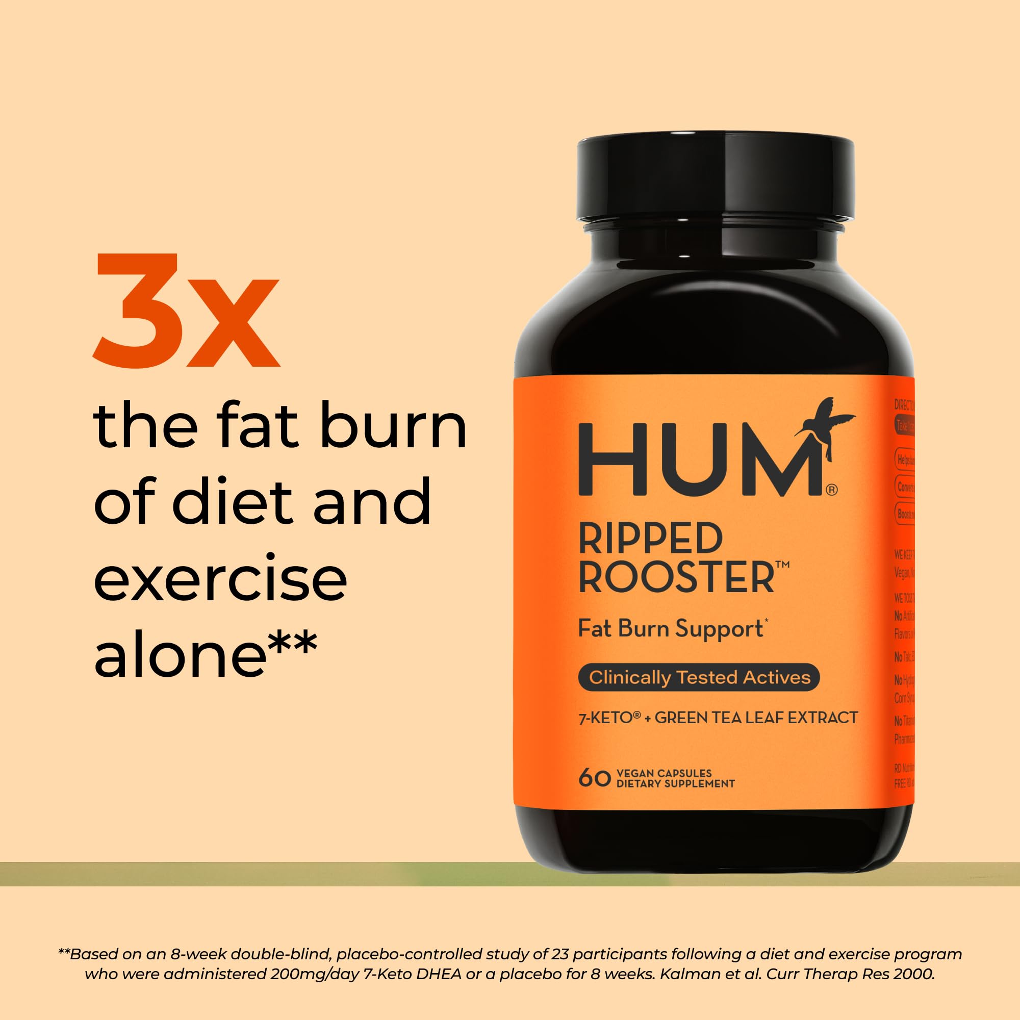 HUM Ripped Rooster Green Tea Capsules back view with ingredient list