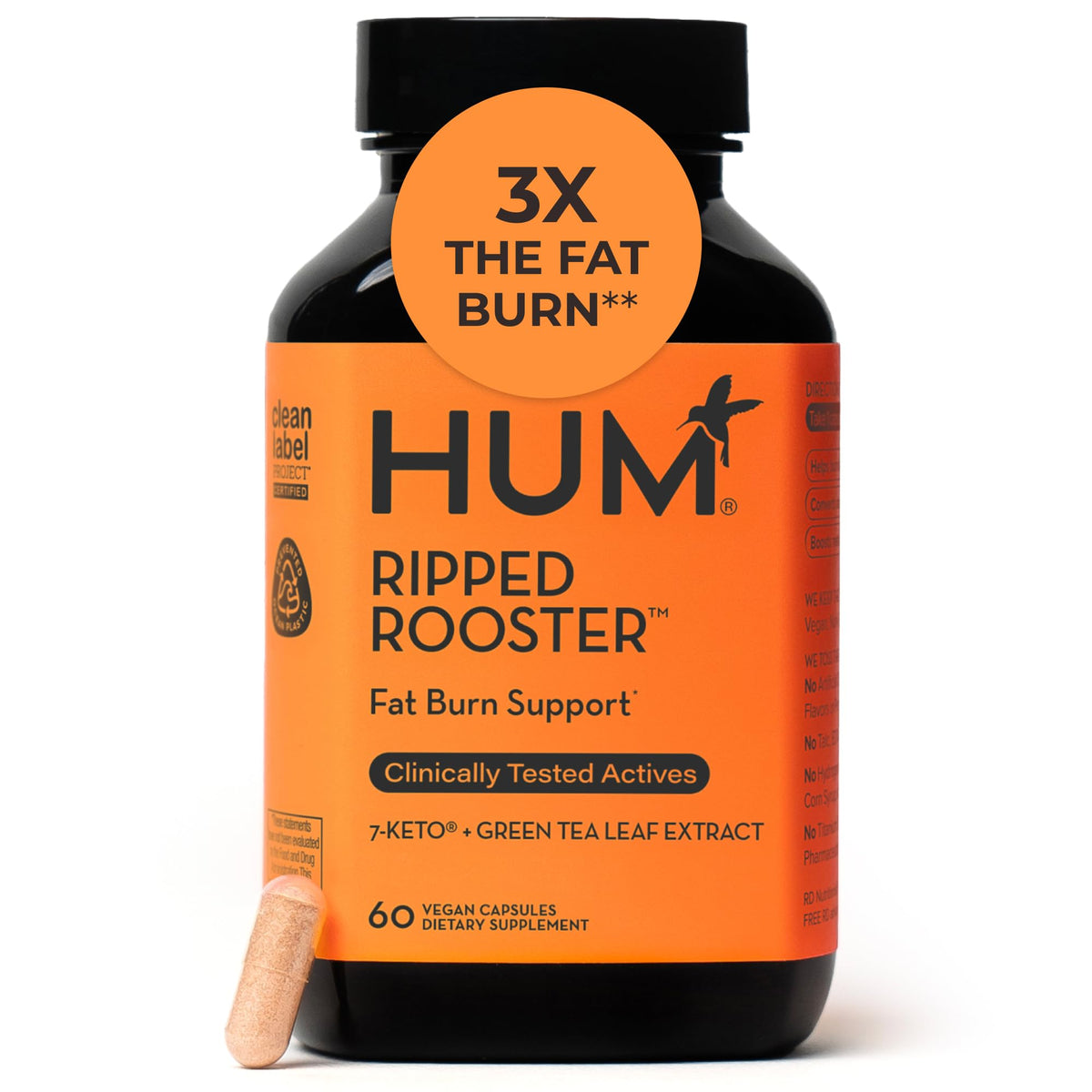 HUM Ripped Rooster Green Tea Capsules front view with packaging