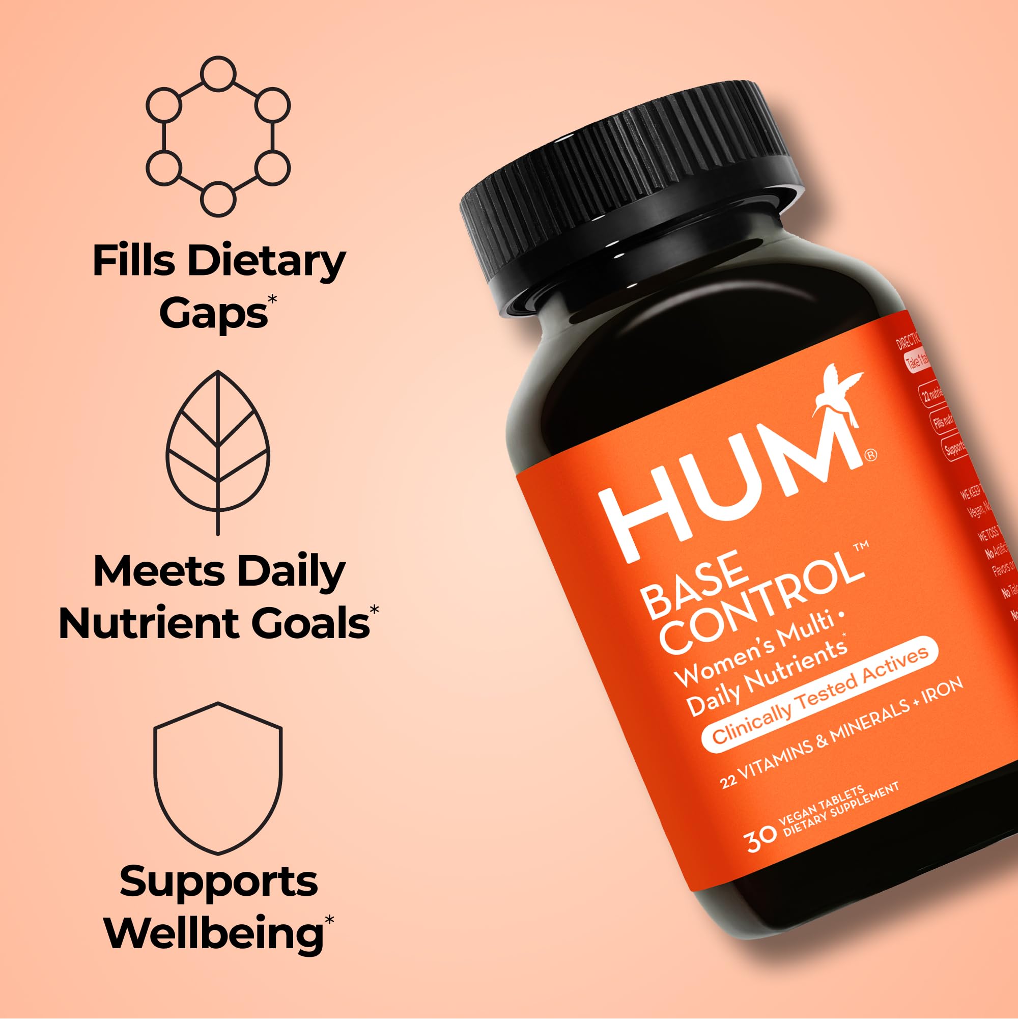 HUM Women's Multivitamin side view showing tablet size