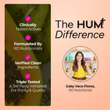 HUM Women's Multivitamin tablet close-up on a spoon