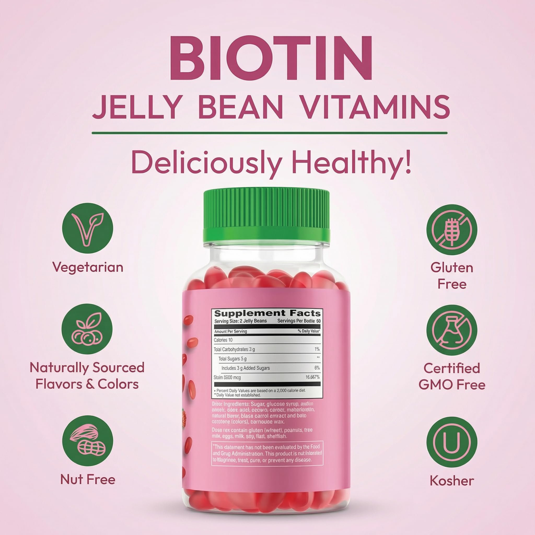 Human Beanz Biotin Jelly Bean Gummies side view