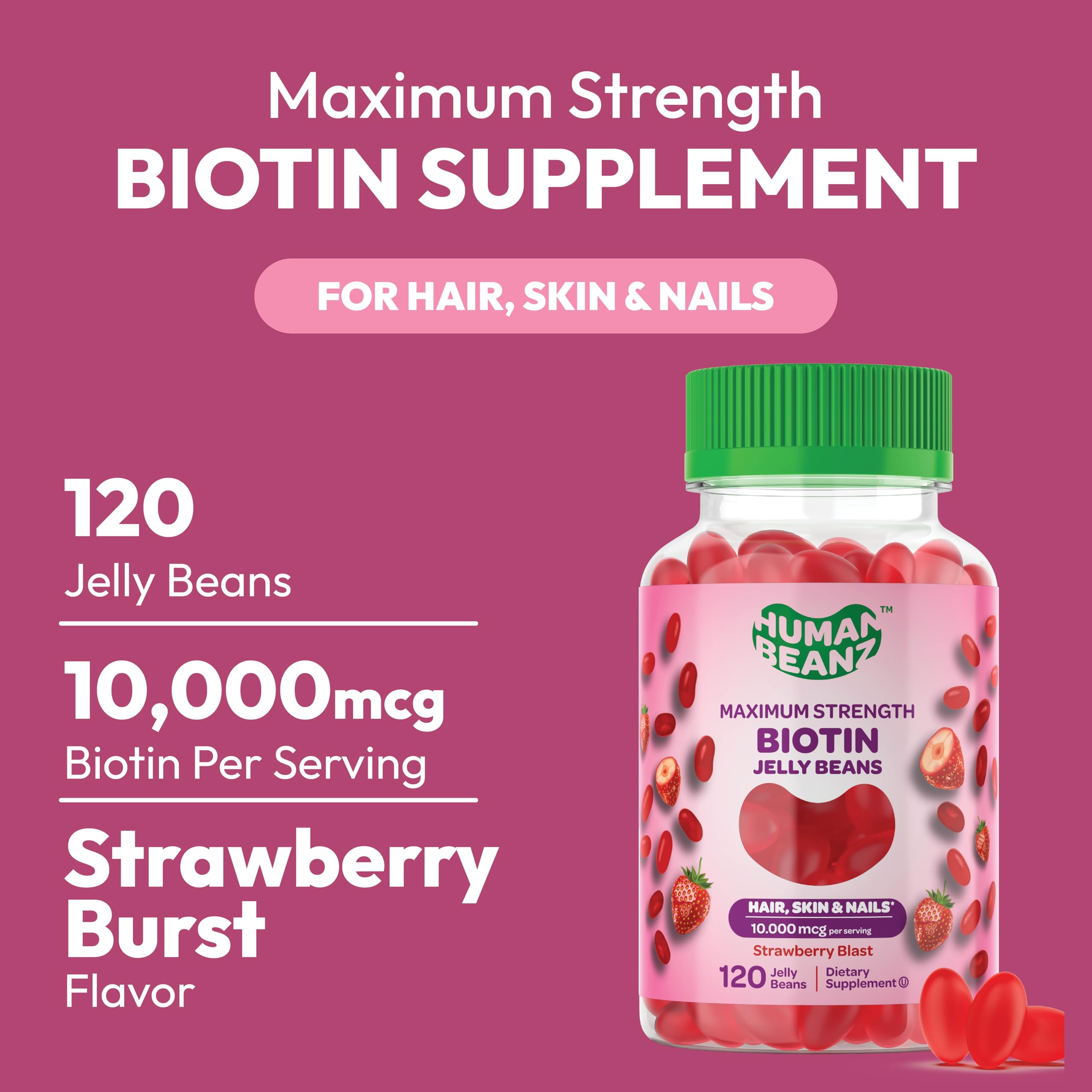 Human Beanz Biotin Jelly Bean Gummies side view showing texture