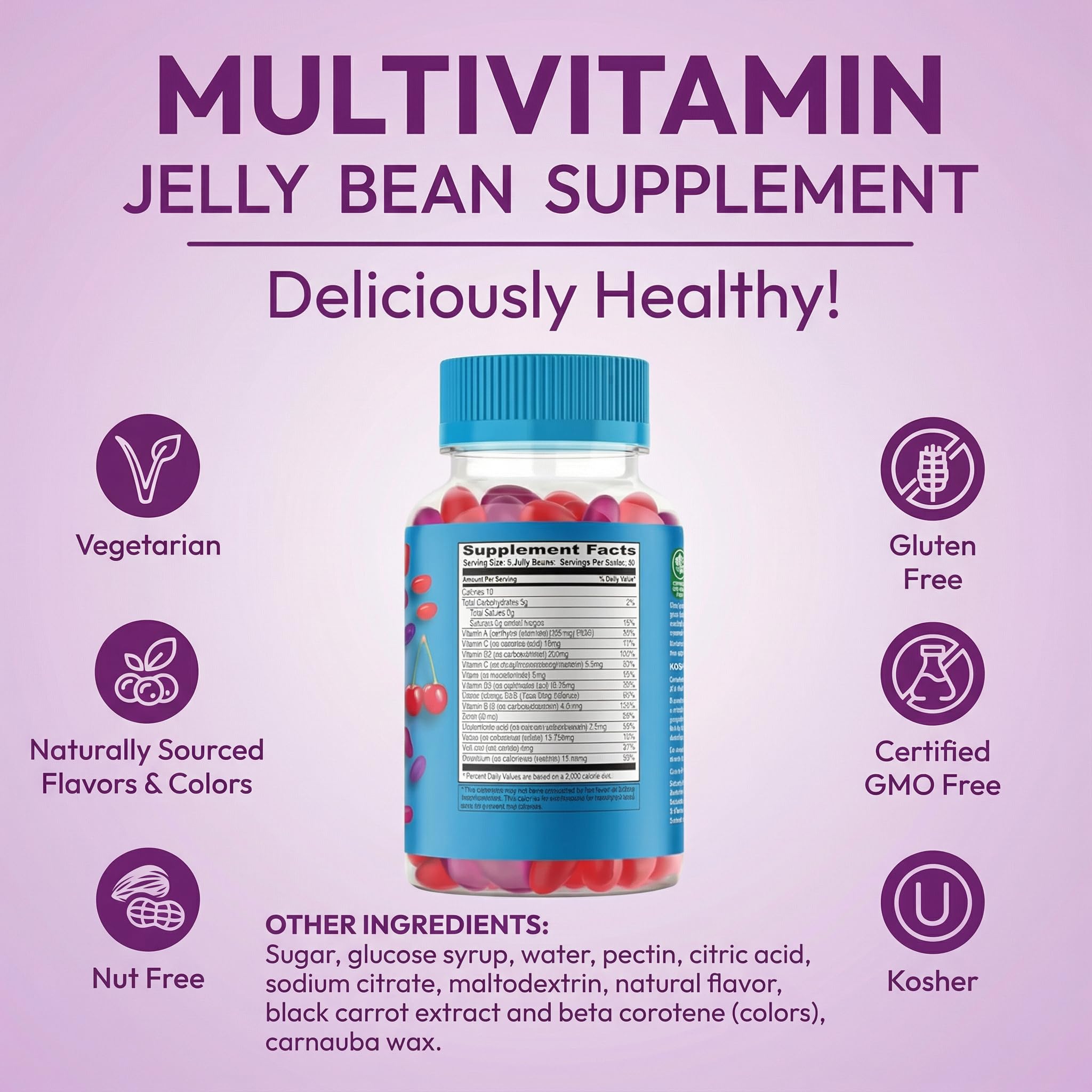 Human Beanz Multivitamin Jelly Bean Gummies with fresh berries
