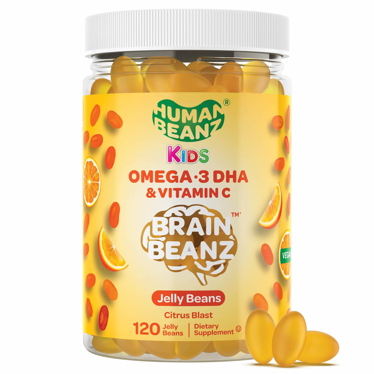 Human Beanz Omega-3 Kids Gummies front view in packaging