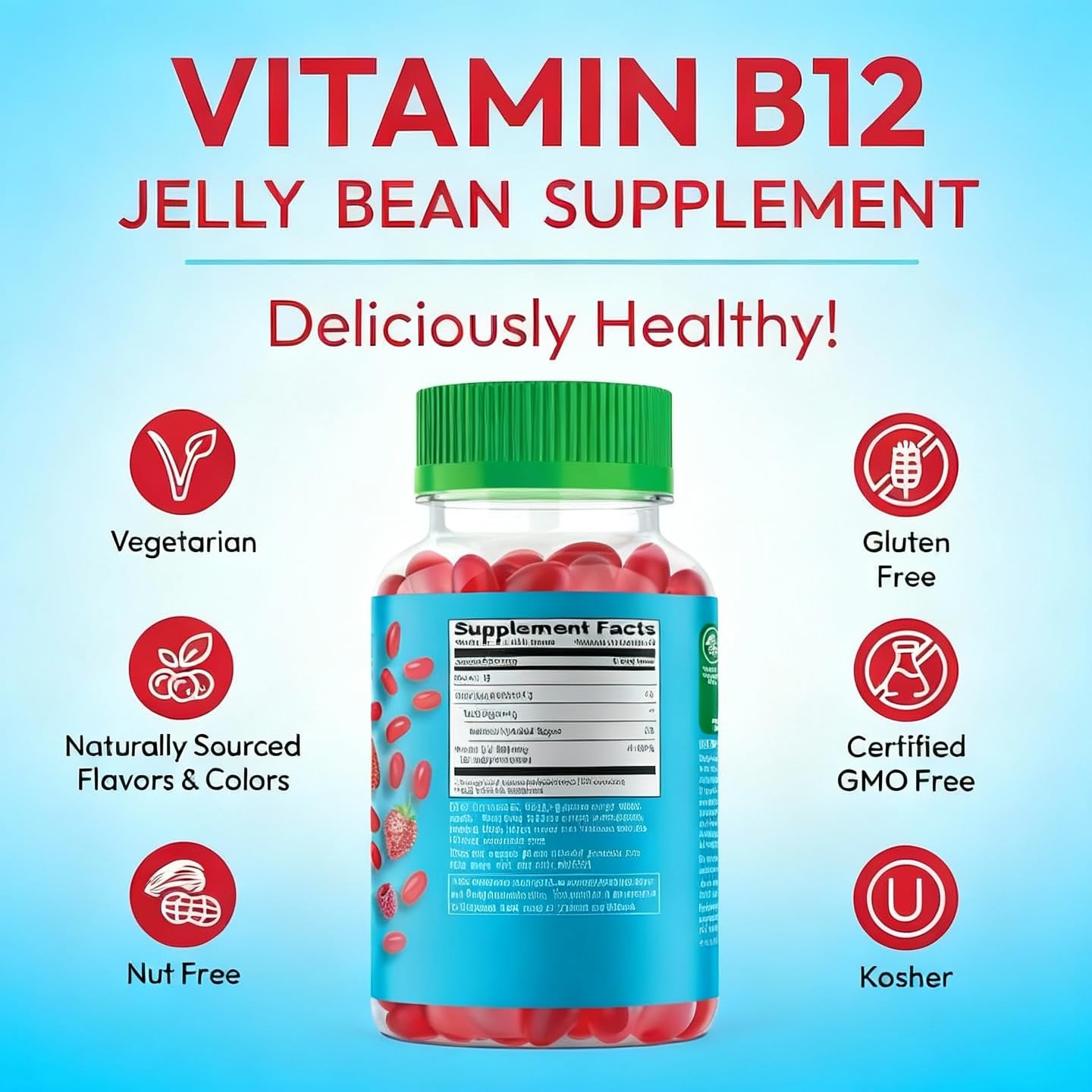 Human Beanz Vitamin B12 Jelly Bean Gummies in a bowl