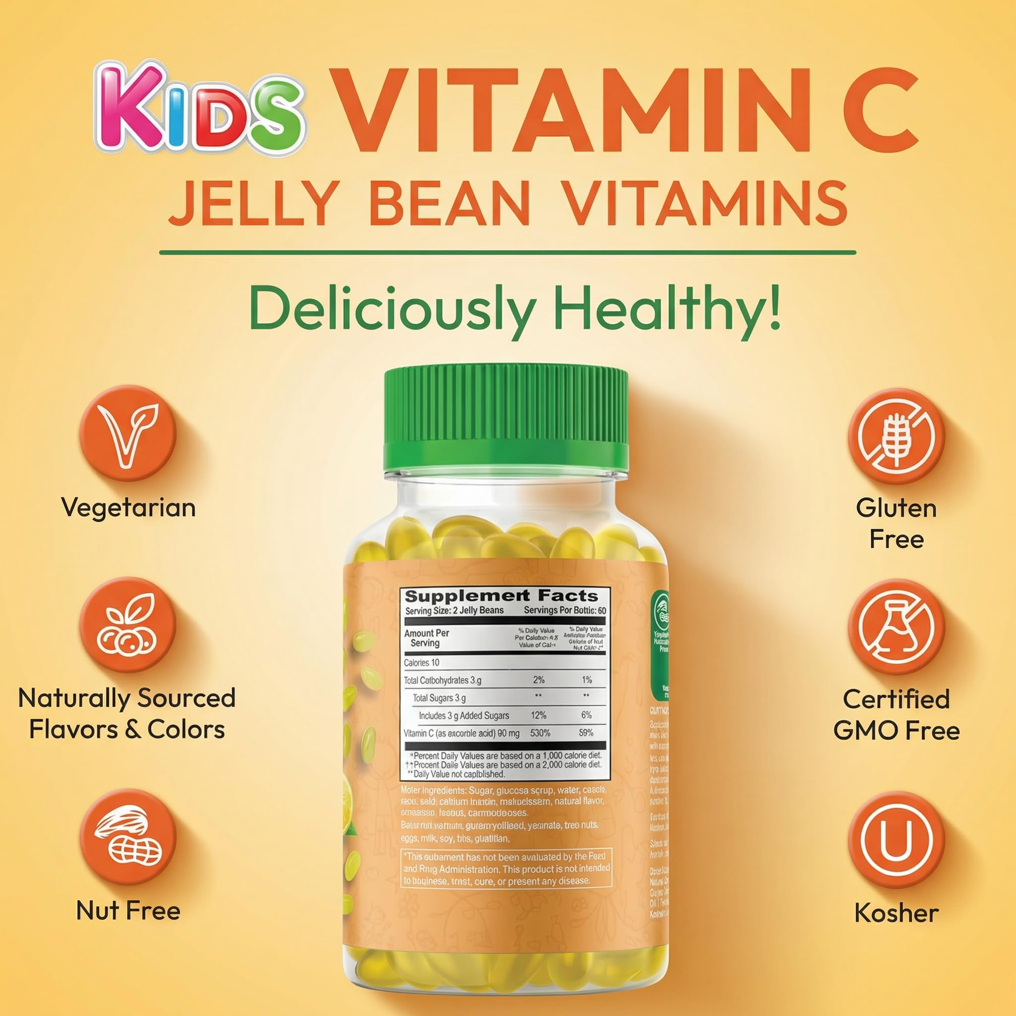 Human Beanz Vitamin C Jelly Beans with ingredients list