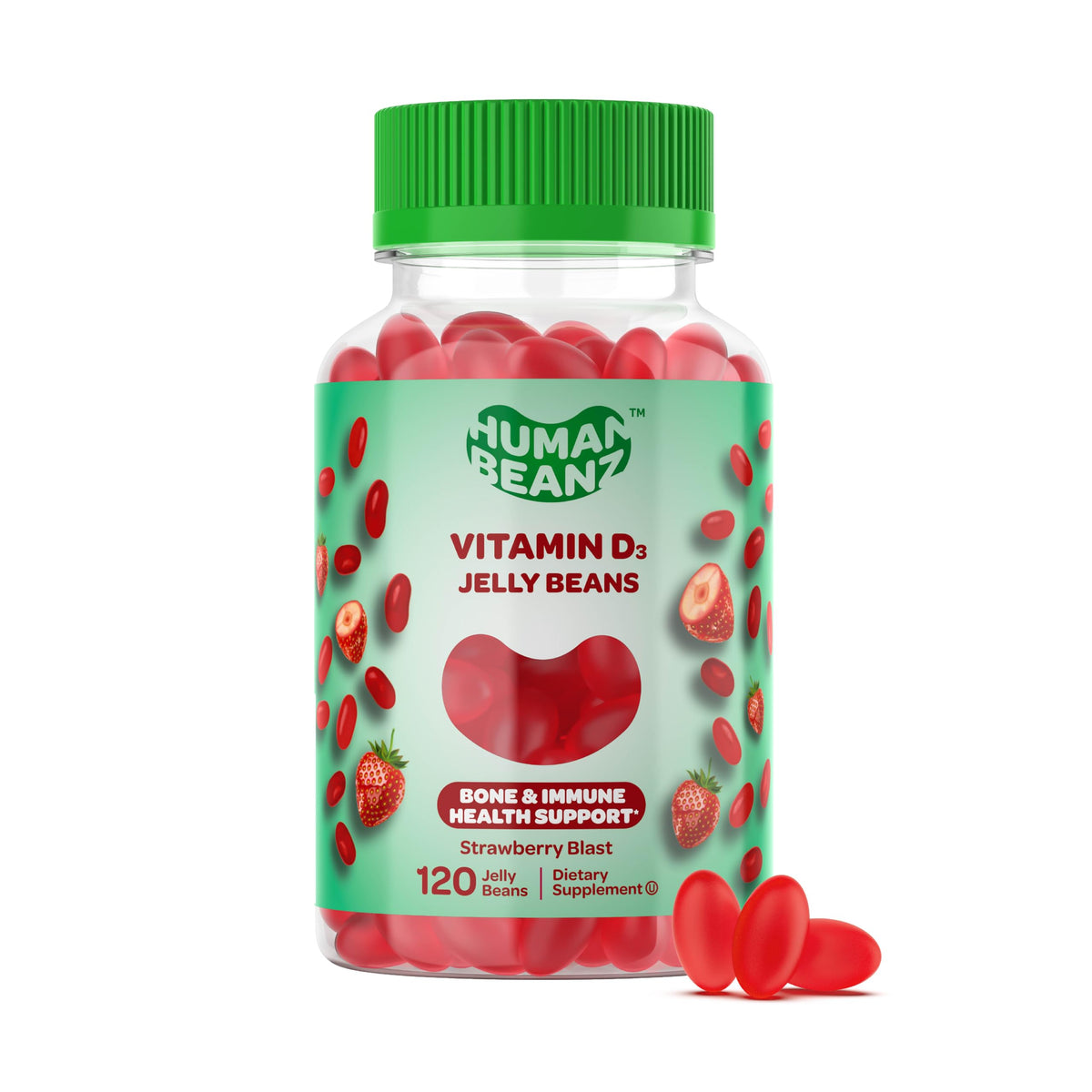 Human Beanz Vitamin D3 Jelly Bean Gummies 222g front view