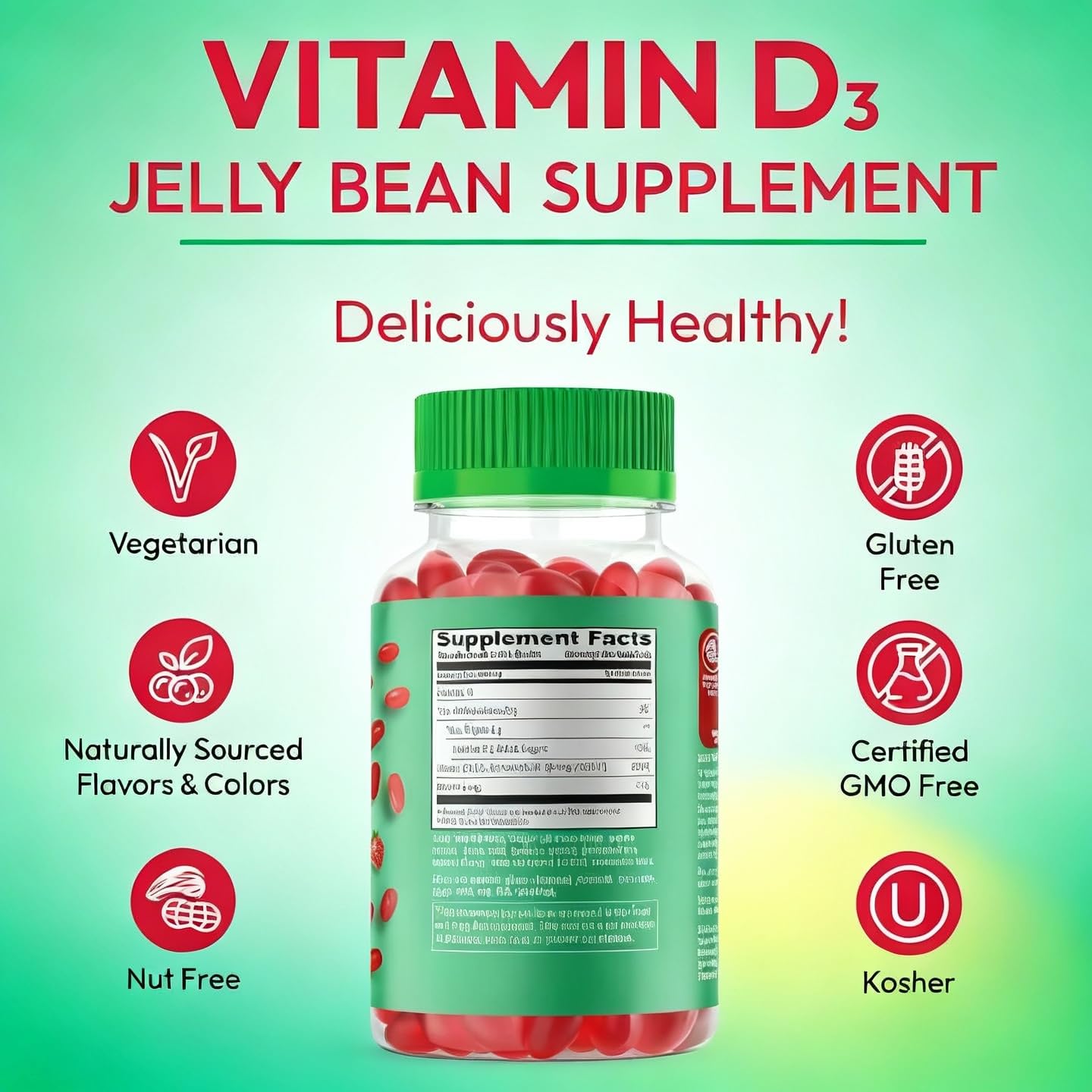 Human Beanz Vitamin D3 Jelly Bean Gummies ingredients list
