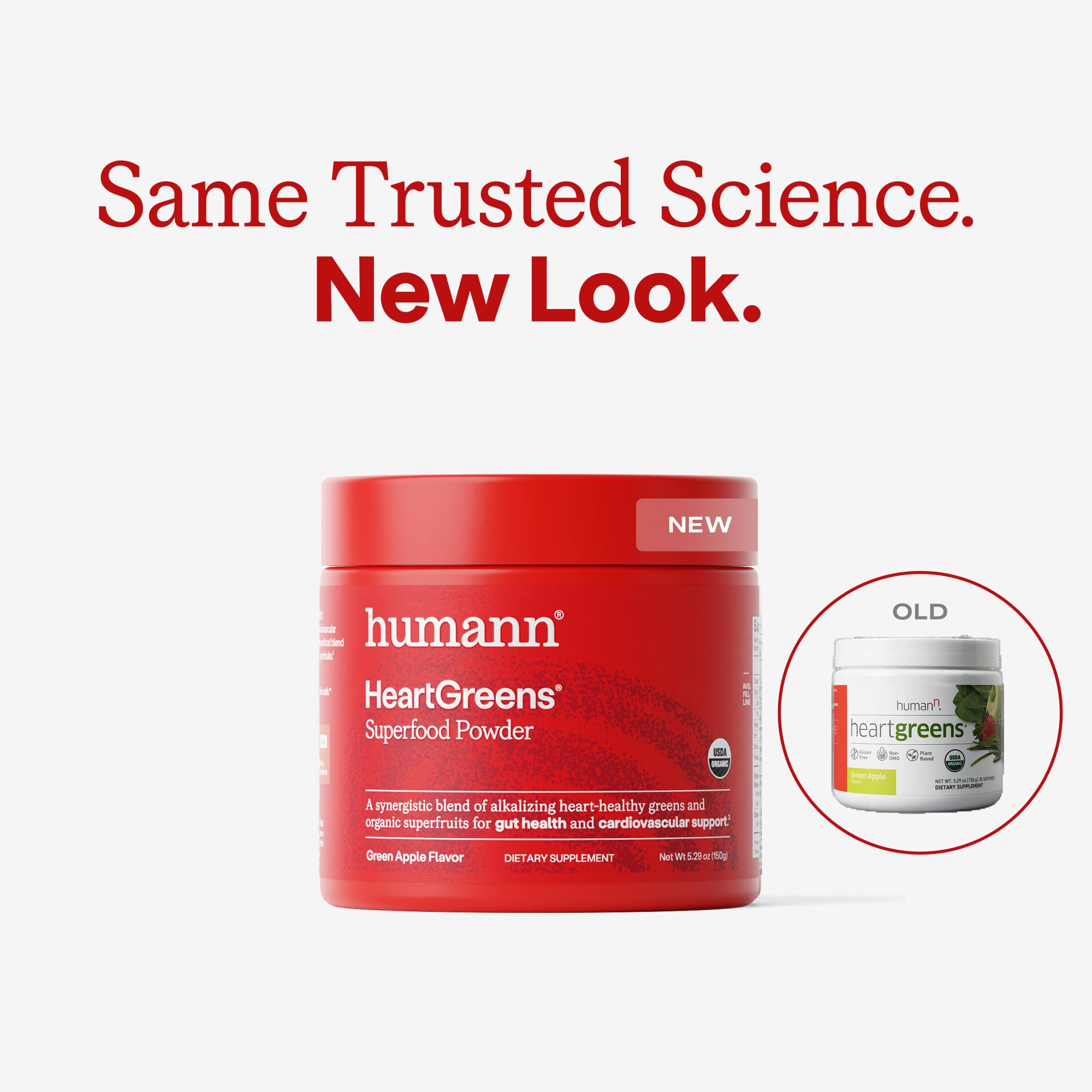 HumanN HeartGreens Organic Superfood Powder green apple flavour scoop