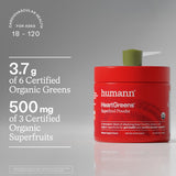 HumanN HeartGreens Organic Superfood Powder mixed in water