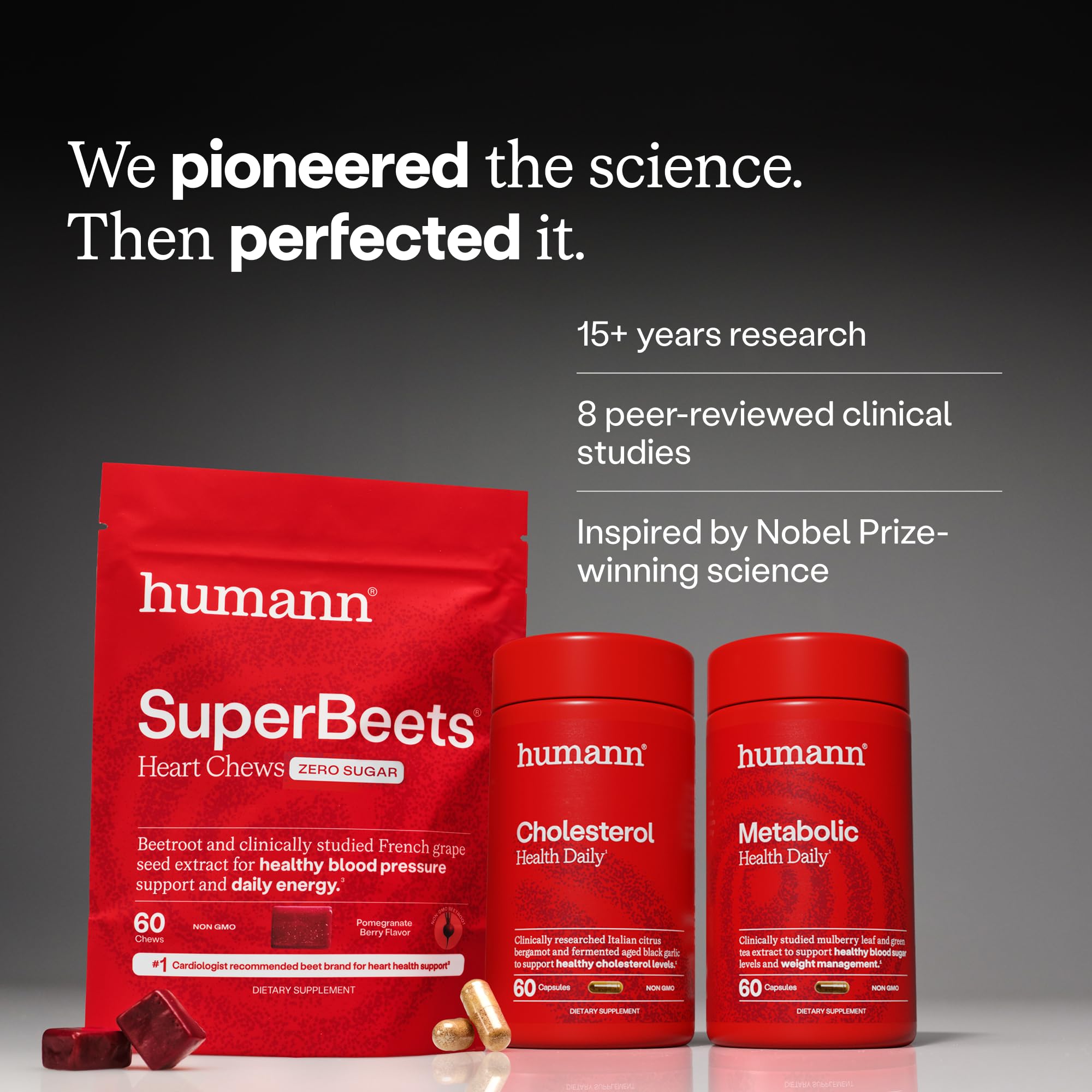 HumanN HeartGreens Organic Superfood Powder on a kitchen counter