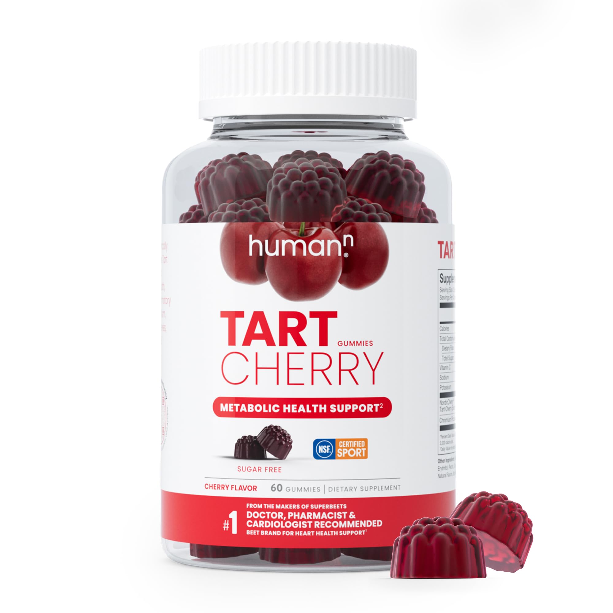 HumanN Tart Cherry Gummies front view with packaging