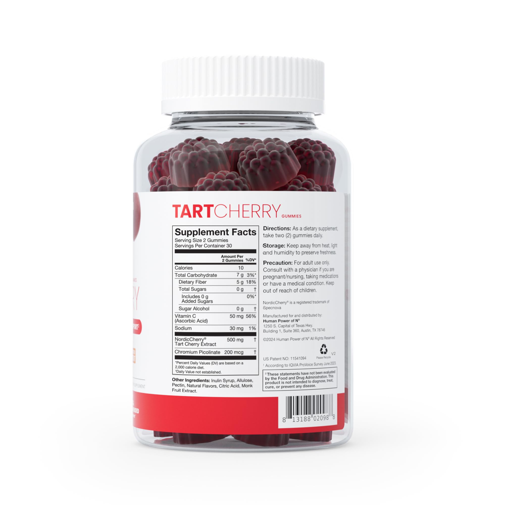 HumanN Tart Cherry Gummies with a measuring spoon