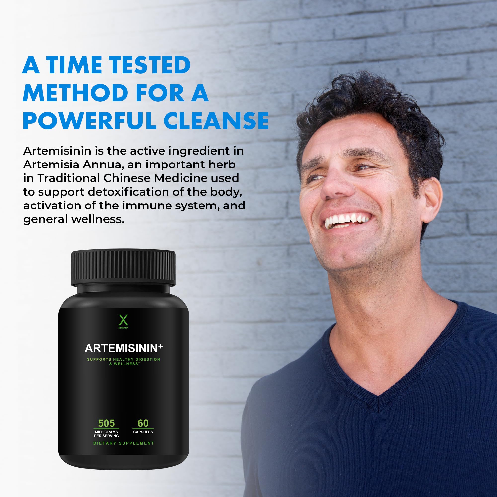 HUMANX Artemisinin 505 mg supplement capsules close-up