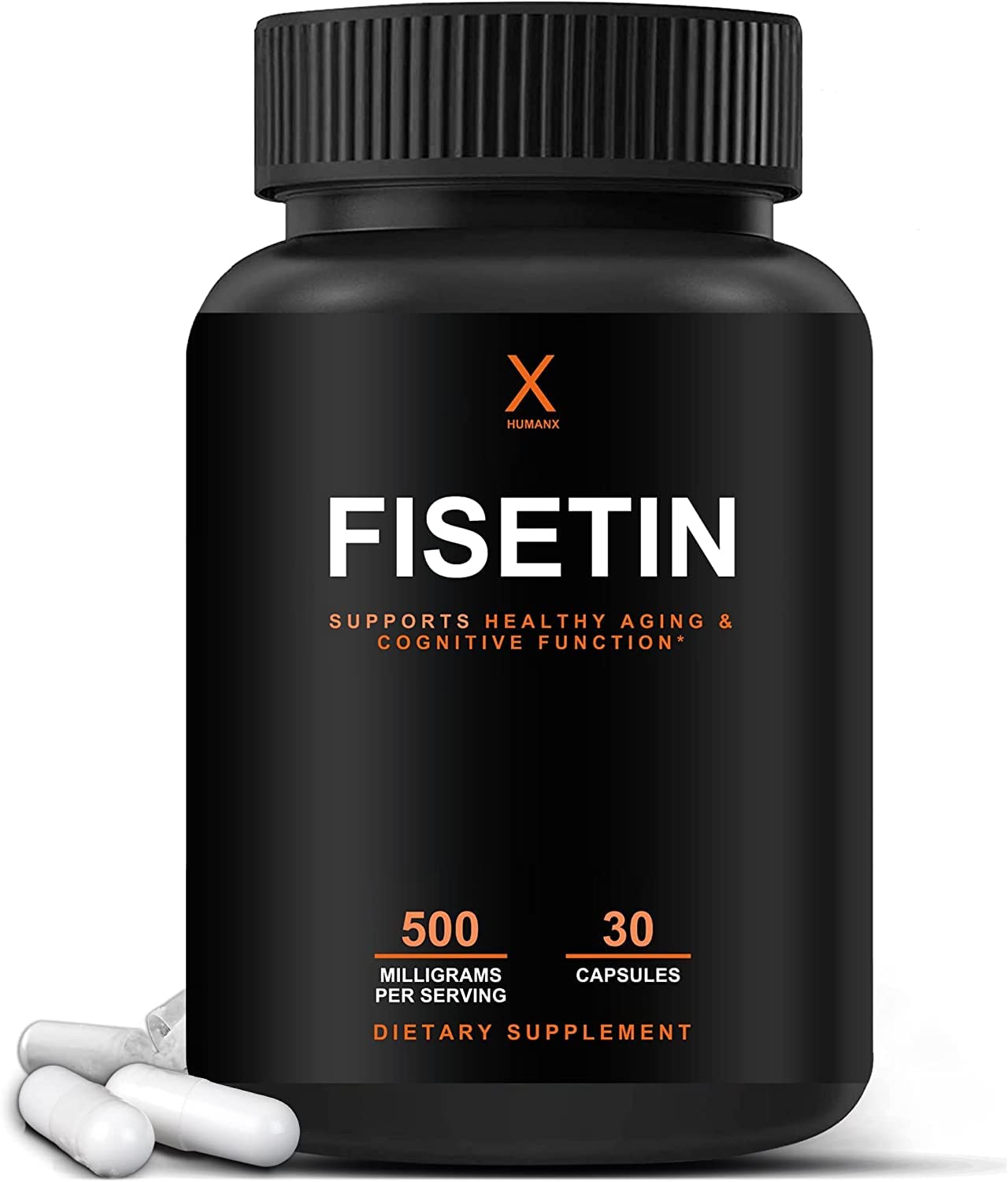 HUMANX Fisetin 500mg supplement front view