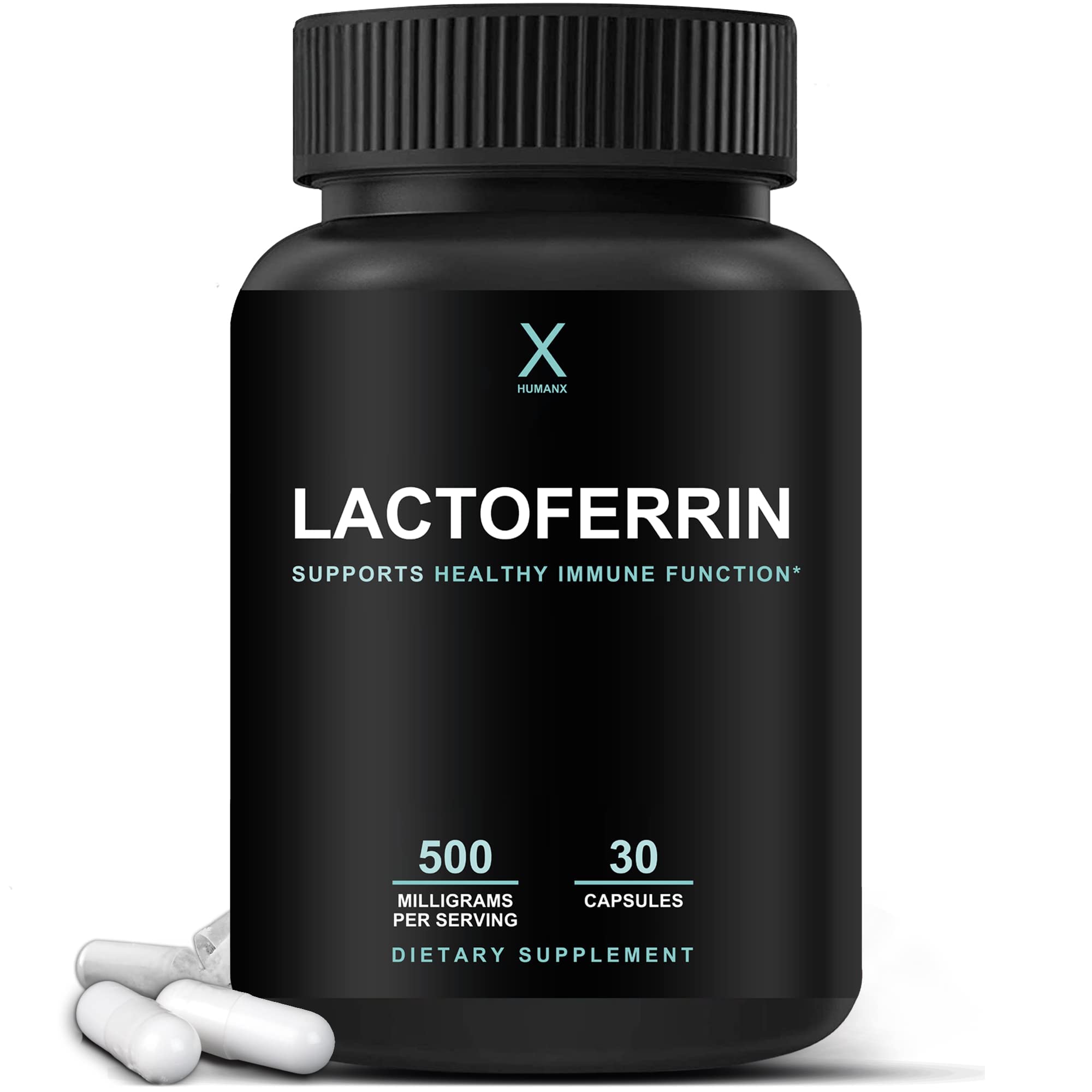 HUMANX Lactoferrin 500mg Iron Supplement Capsules front view