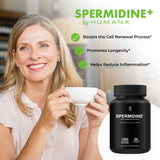 HUMANX Spermidine+ capsules on a wooden table