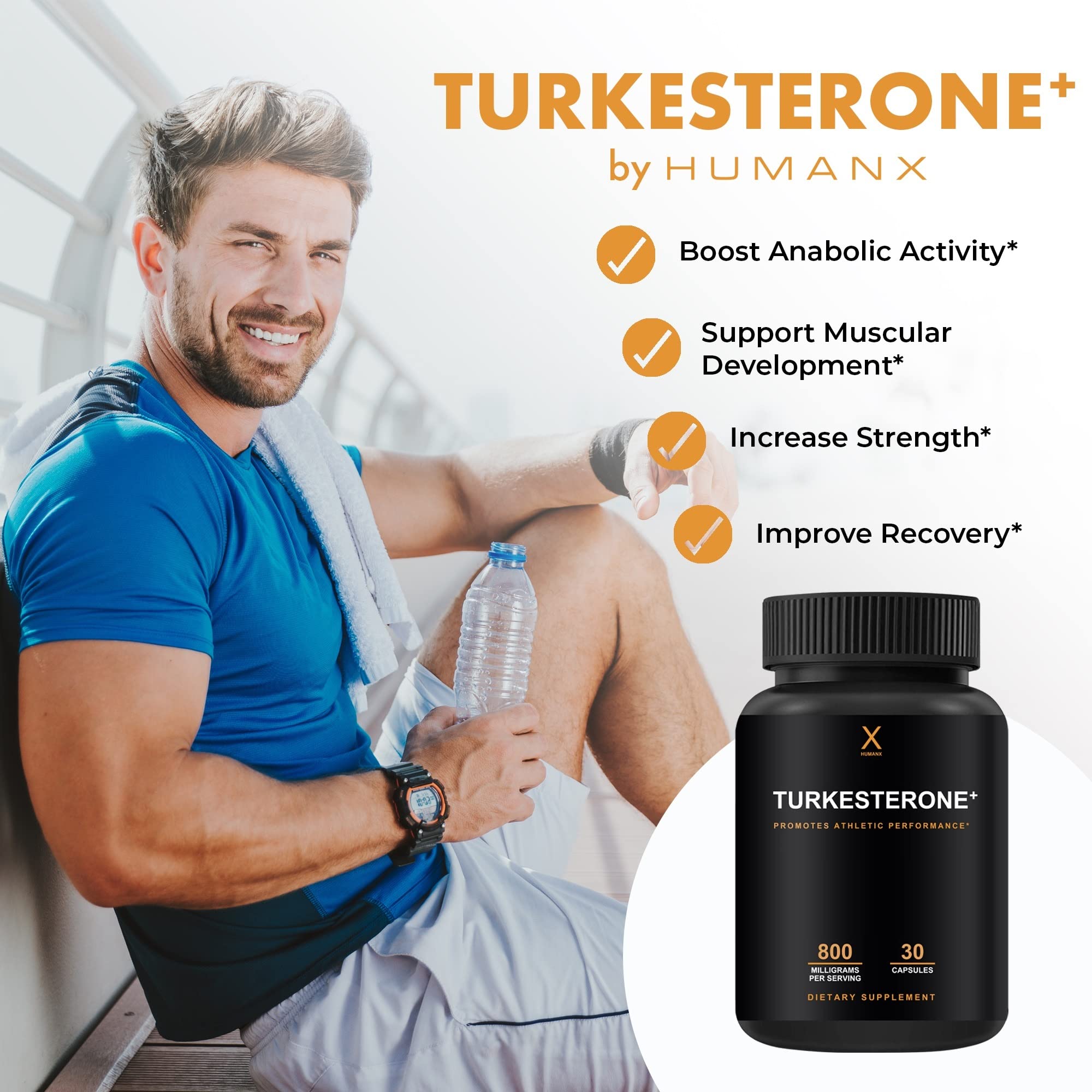 HUMANX Turkesterone+ 800MG supplement capsule close-up