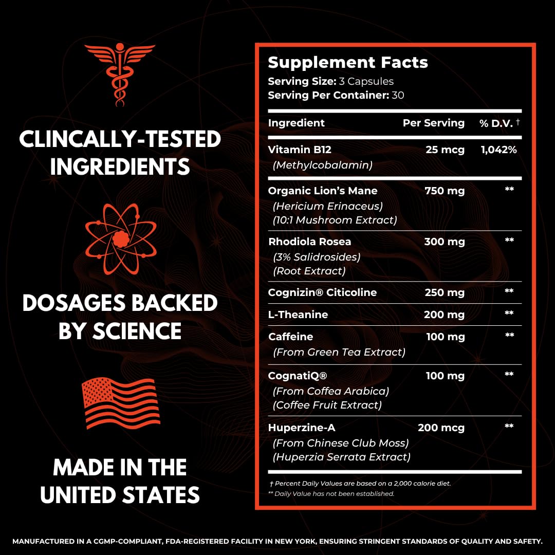 HUMBLEROOTS PERFORMANCE FOCUS Nootropic Capsules on a table