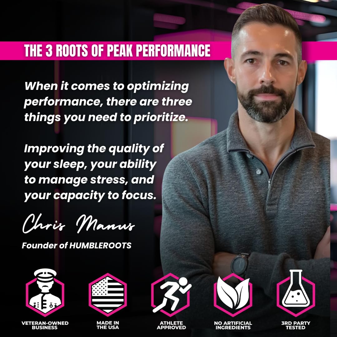 HUMBLEROOTS PERFORMANCE Sleep Supplement Capsules with a glass of water