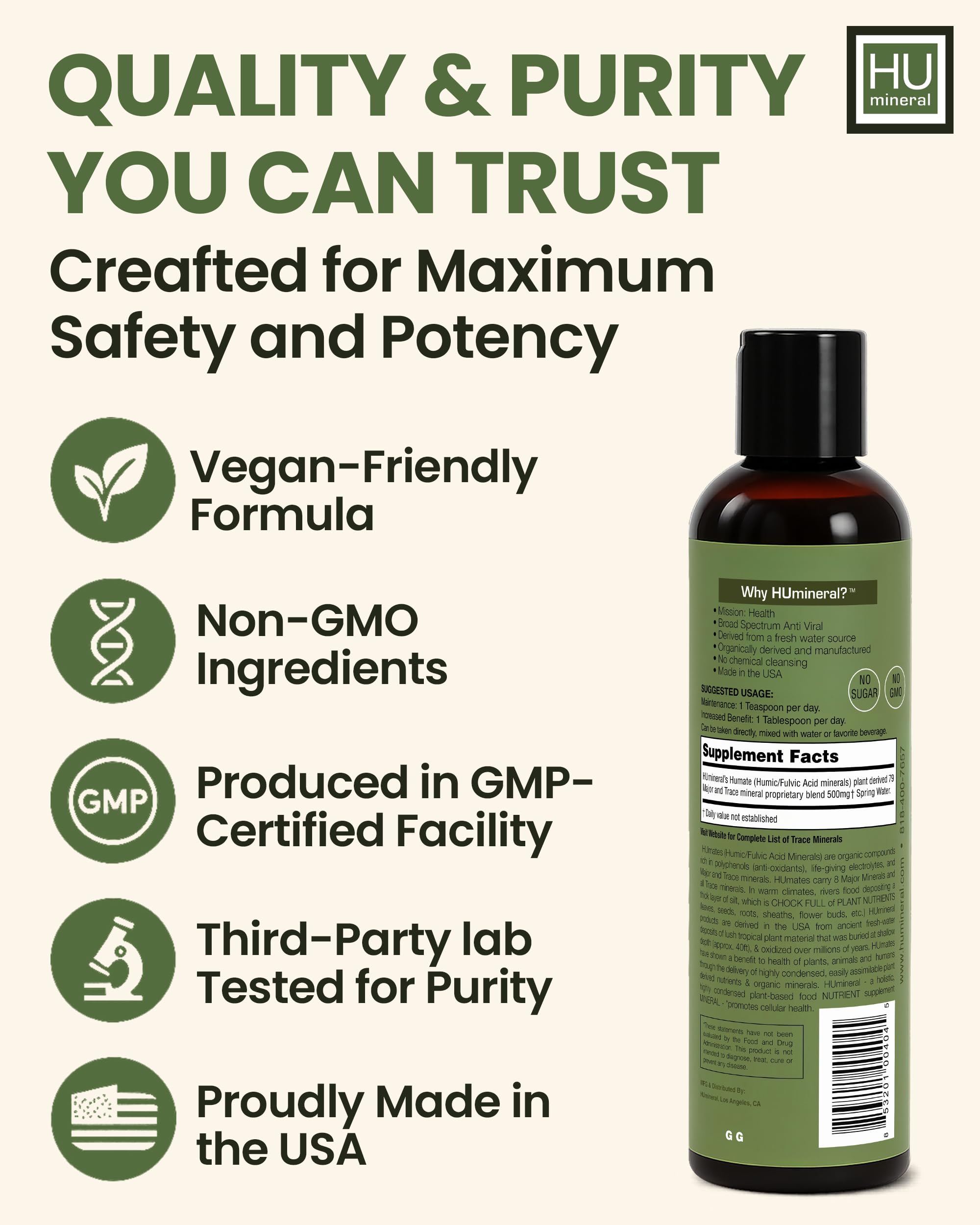 HUmineral Ionic Liquid Minerals Concentrate 295g packaging details