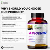 Humming Herbs Apigenin 504mg supplement lifestyle scene with a glass of water