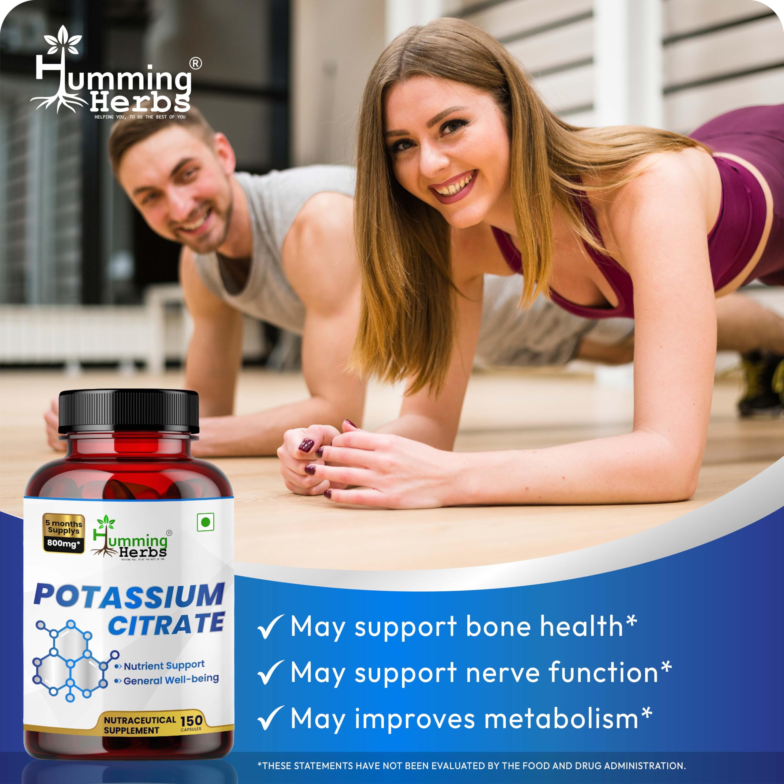 Humming Herbs Potassium Citrate Capsules close-up of capsules
