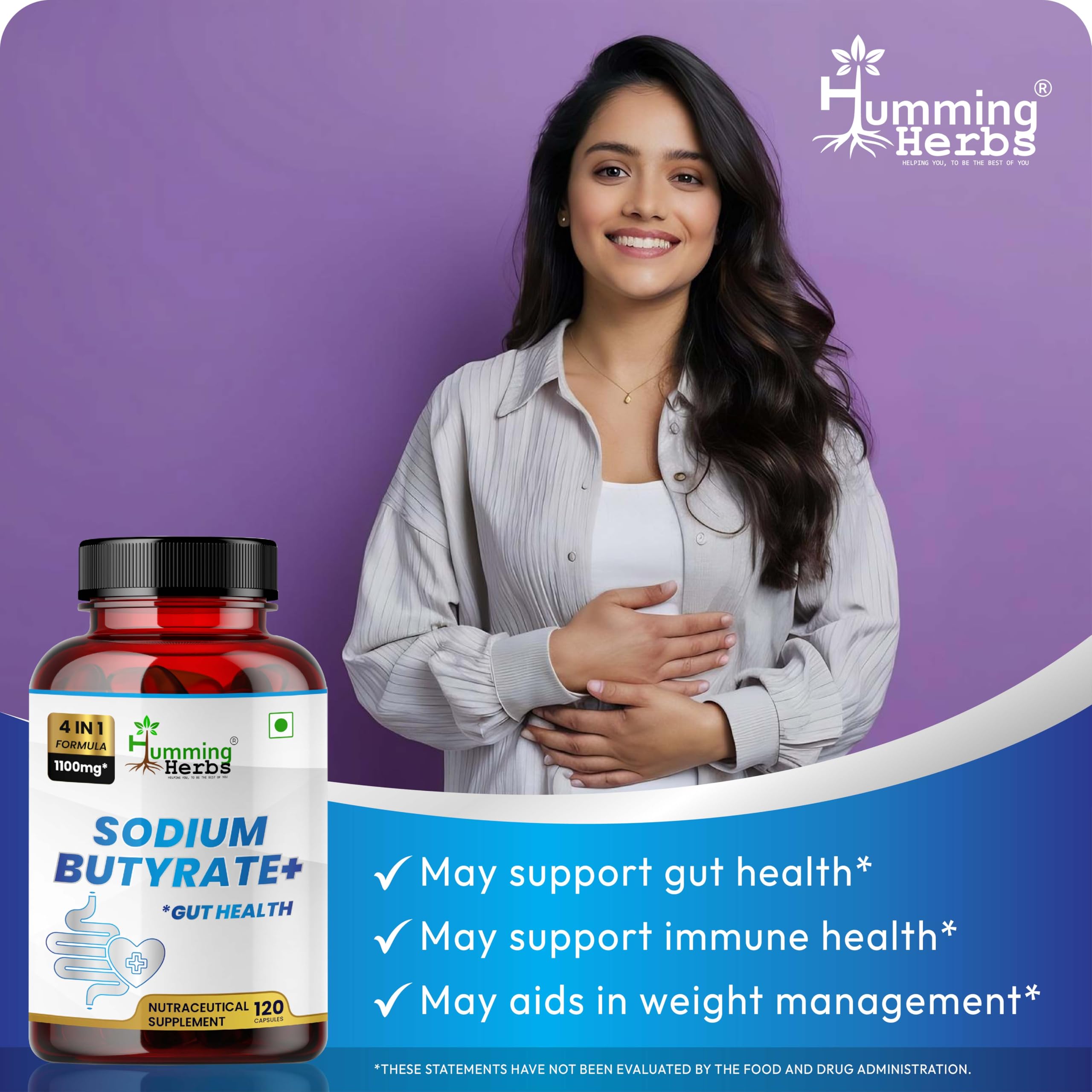 Humming Herbs Sodium Butyrate+ 4-in-1 Formula packaging