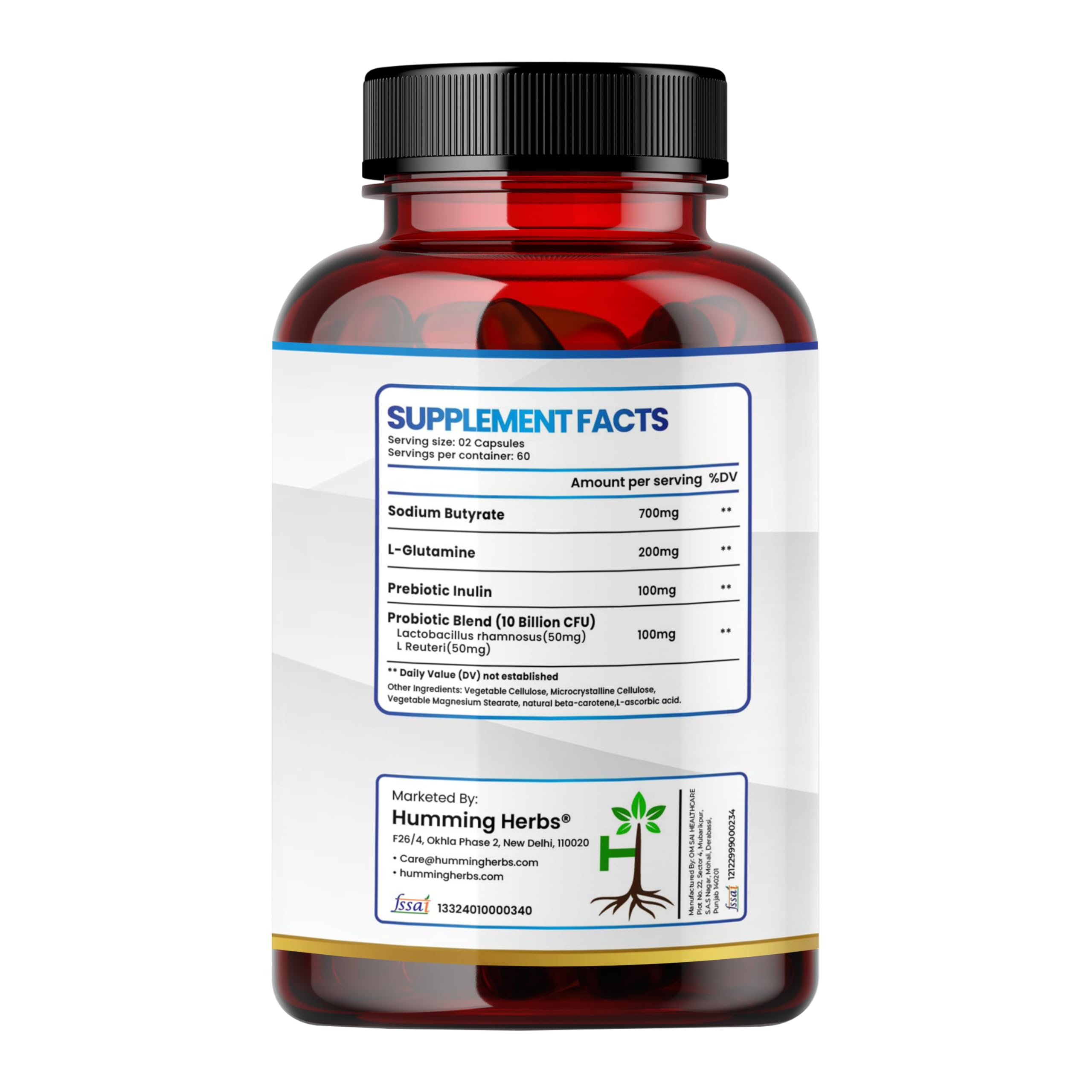Humming Herbs Sodium Butyrate+ 4-in-1 Formula side view