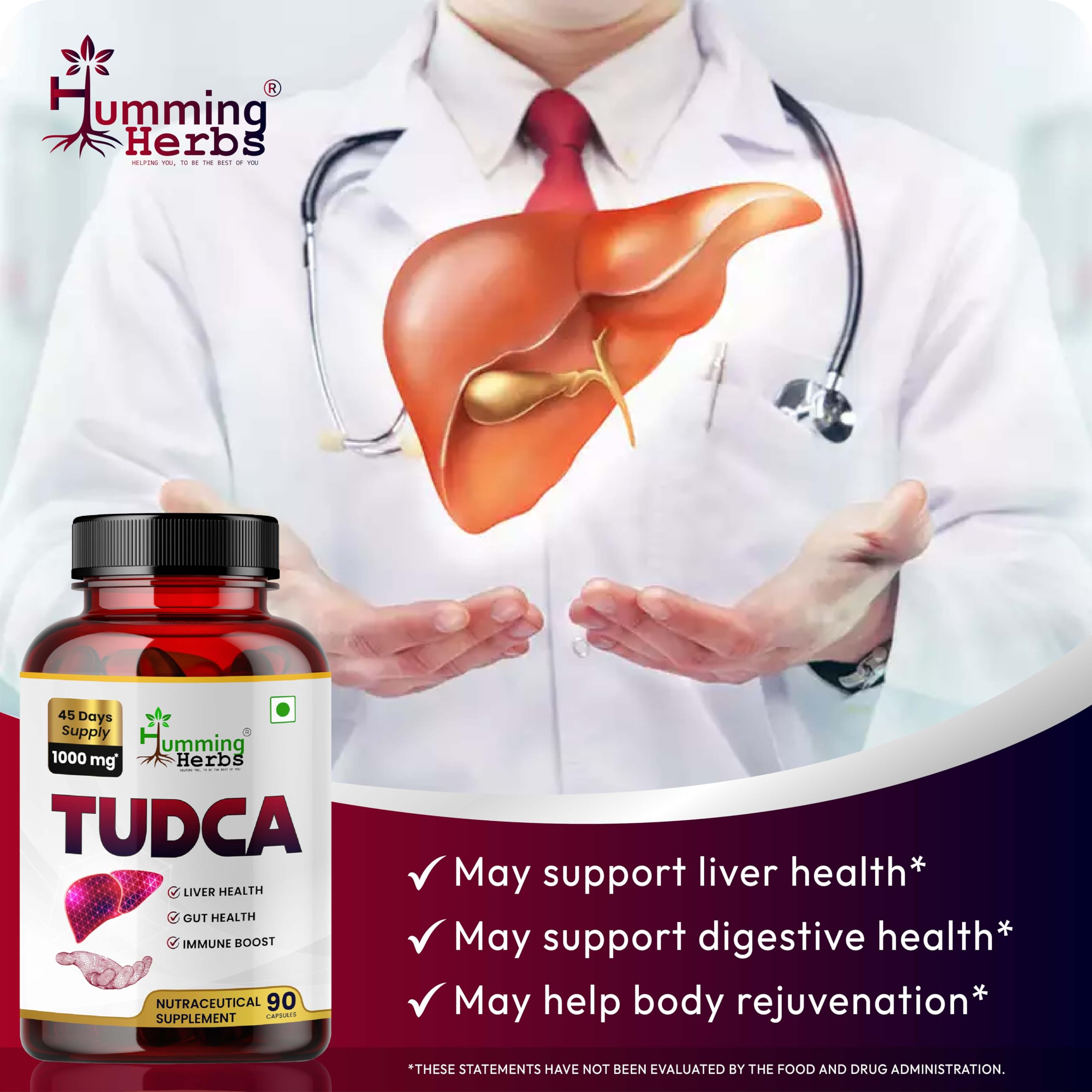 Humming Herbs TUDCA Bile Acid Supplement 1000mg packaging