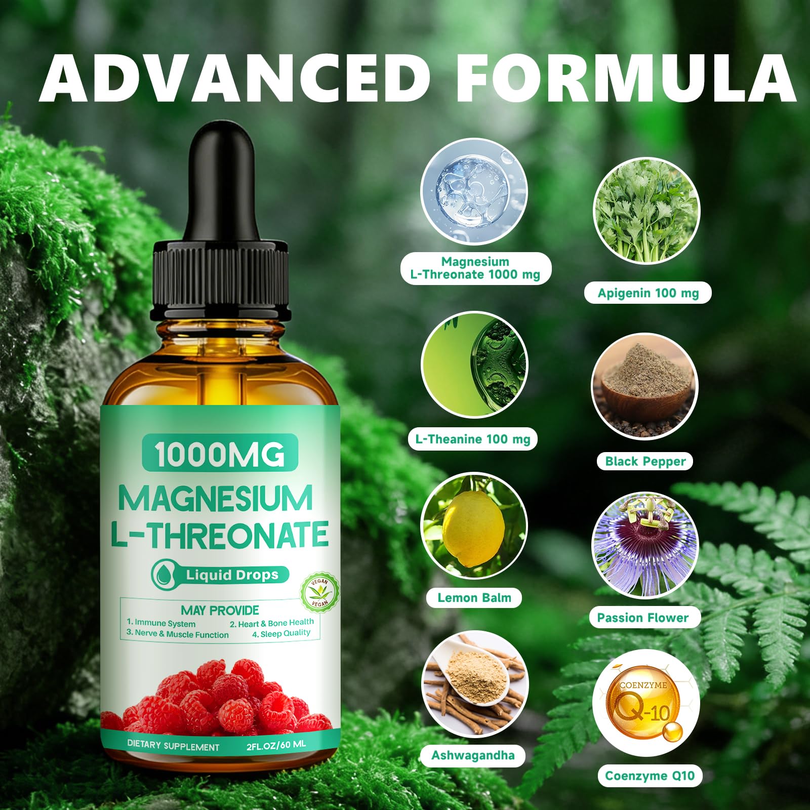 HUNJIXQ Magnesium L-Threonate Liquid Supplement side view