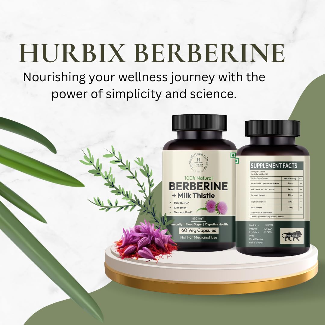 HURBIX NUTRITION Berberine 1300 mg supplement bottle with label