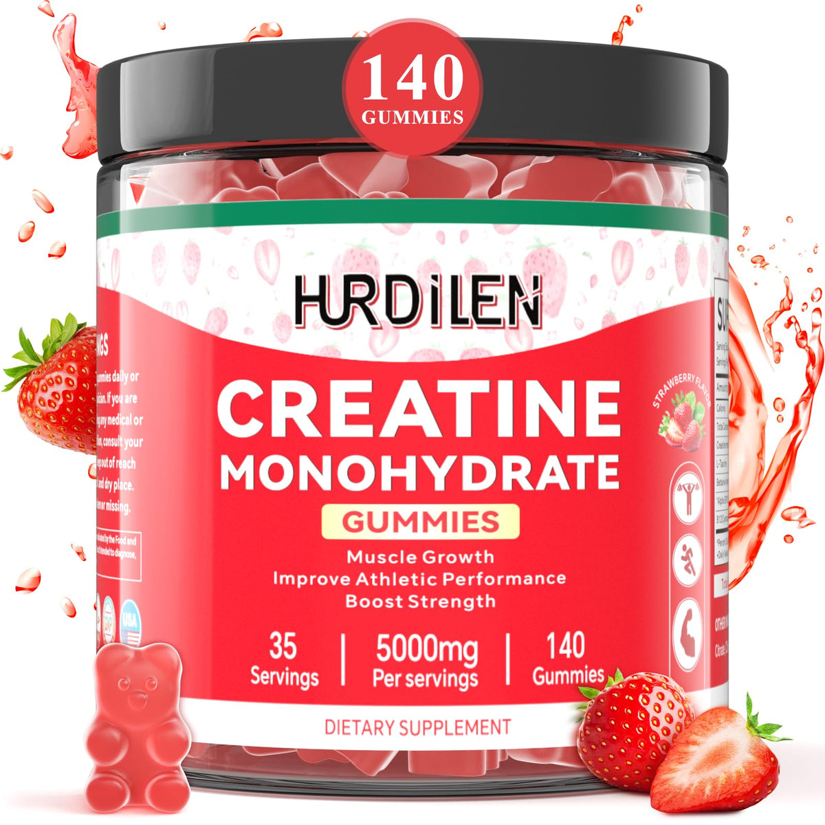 Hurdilen Creatine Monohydrate Gummies bottle front view