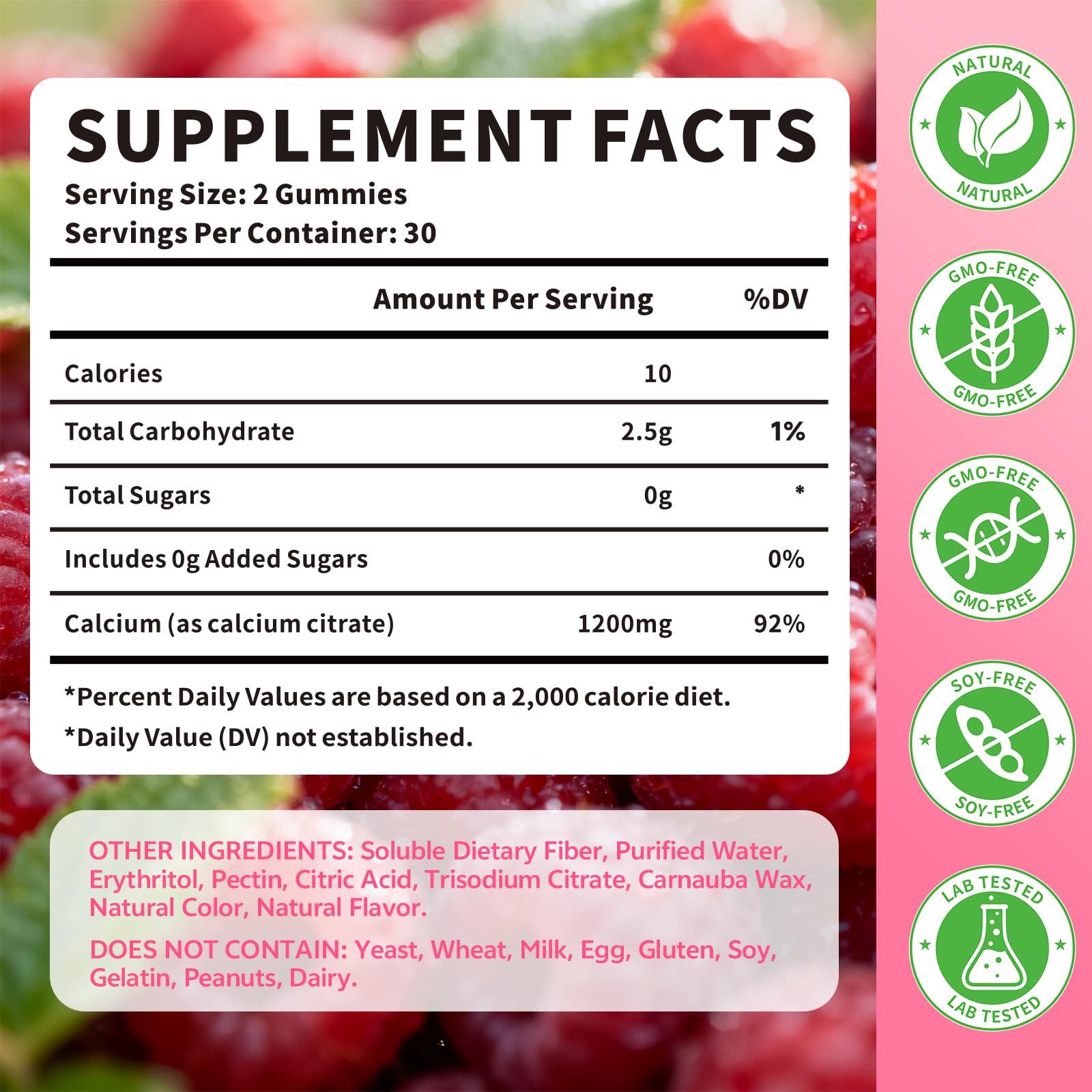 HUUAYAO Calcium Citrate Gummies 1200mg packaging