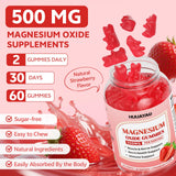 HUUAYAO Magnesium Oxide Gummies 500mg lifestyle scene with gummies on a table