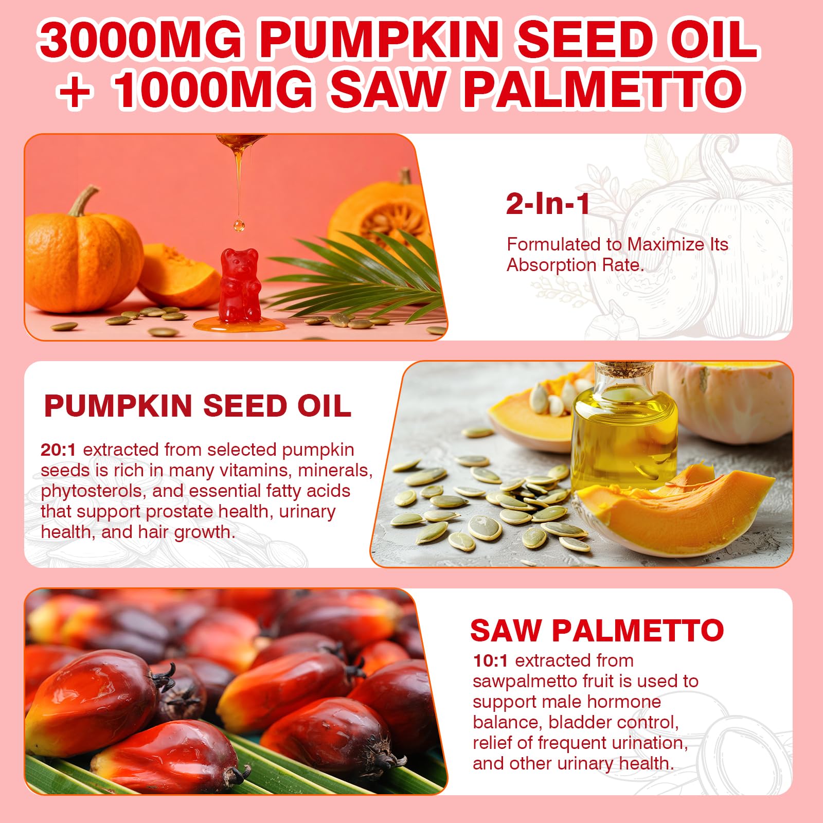 HUUAYAO Pumpkin Seed Oil Gummies nutritional information on packaging