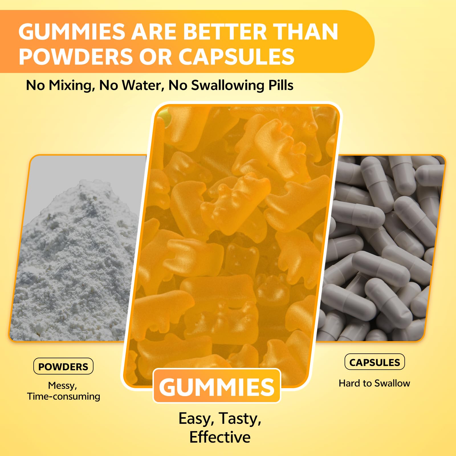 HUUAYAO Saffron Gummies 10-IN-1 gummies on a wooden table