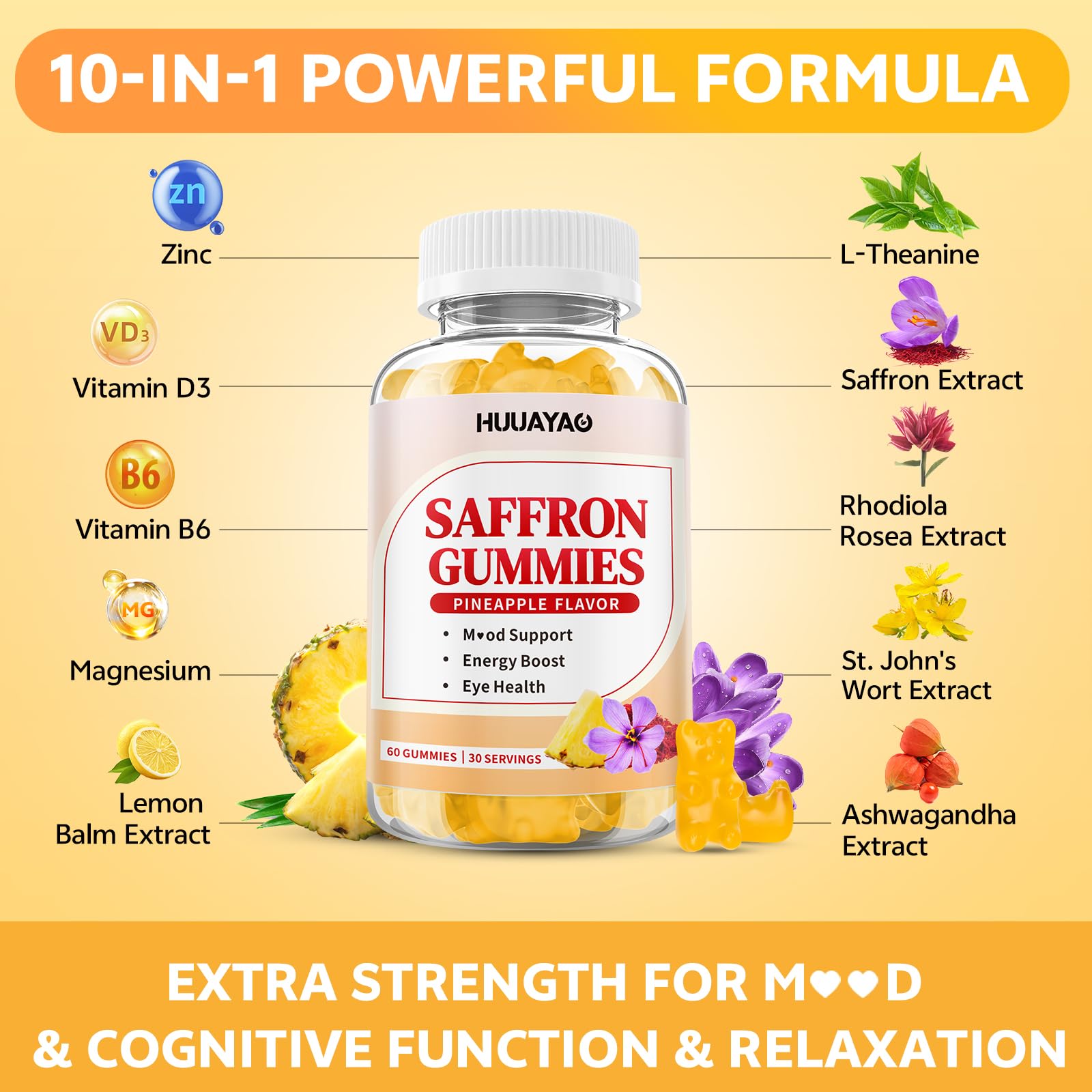 HUUAYAO Saffron Gummies 10-IN-1 gummy texture