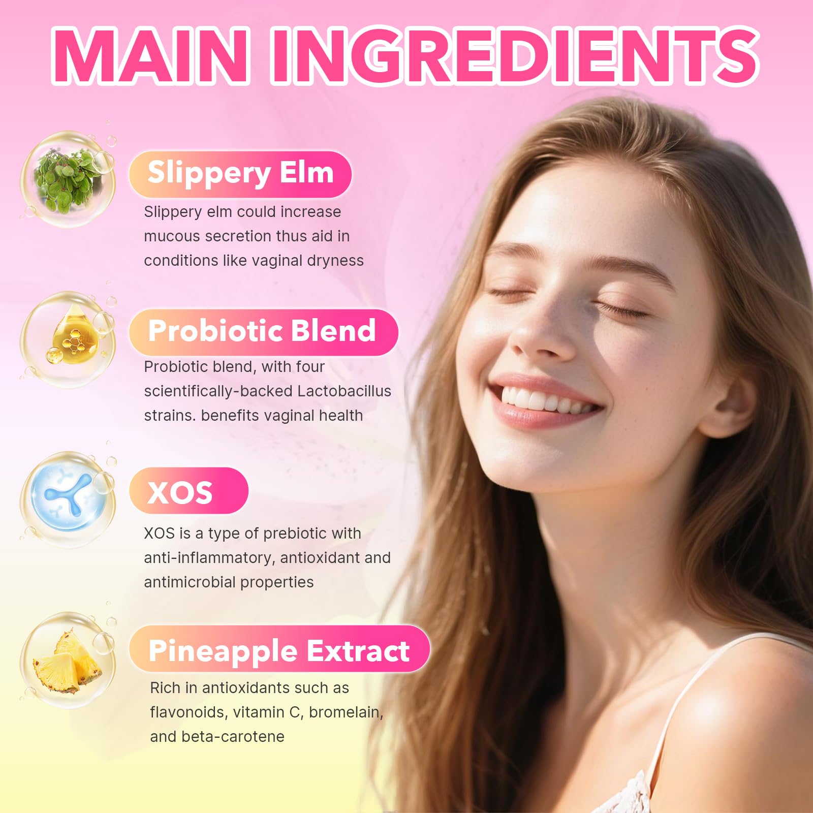 HUUAYAO Women Probiotics Slippery Elm Gummies with a measuring spoon